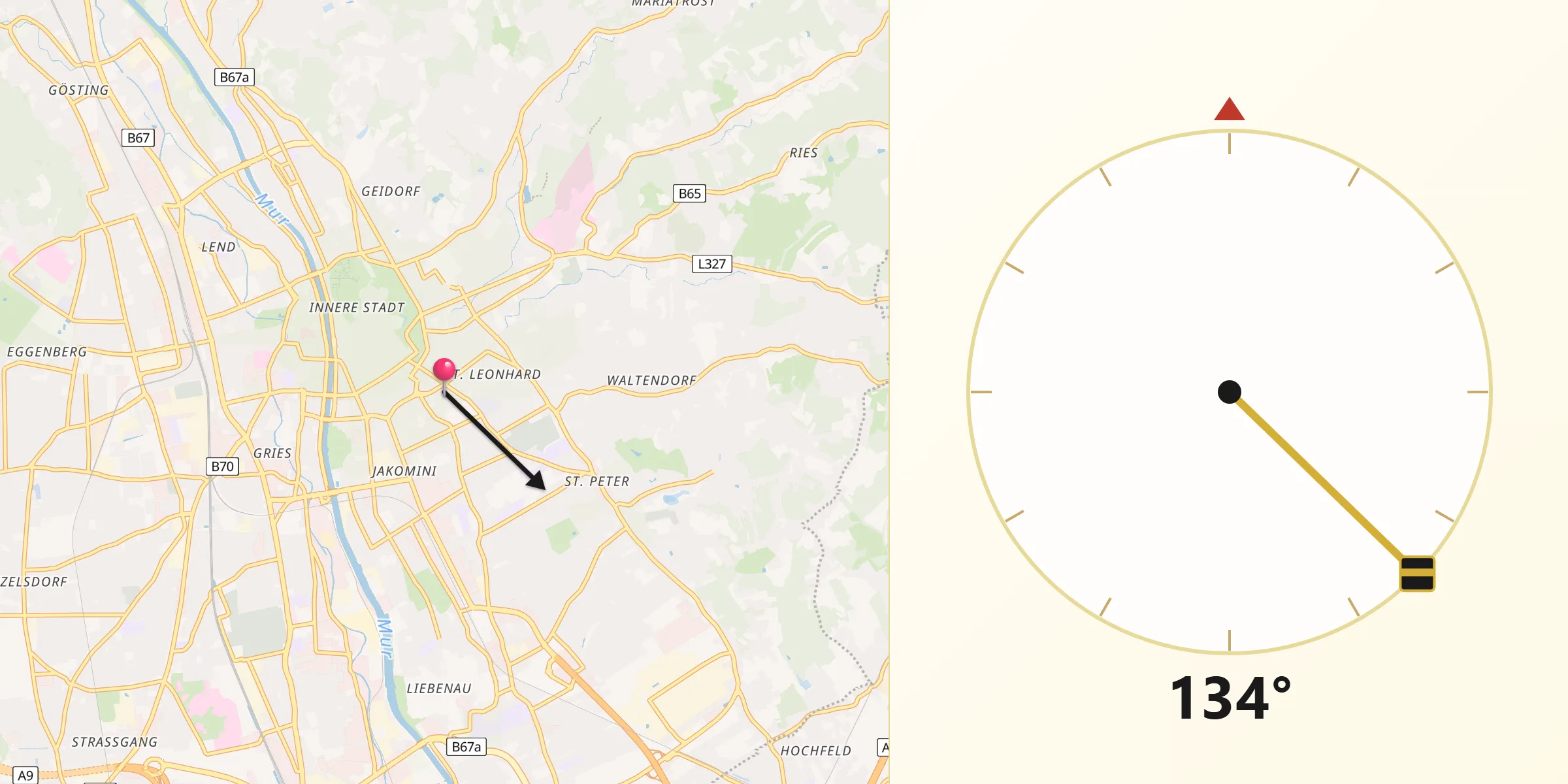 Graz şehrinden Kıble Yönü