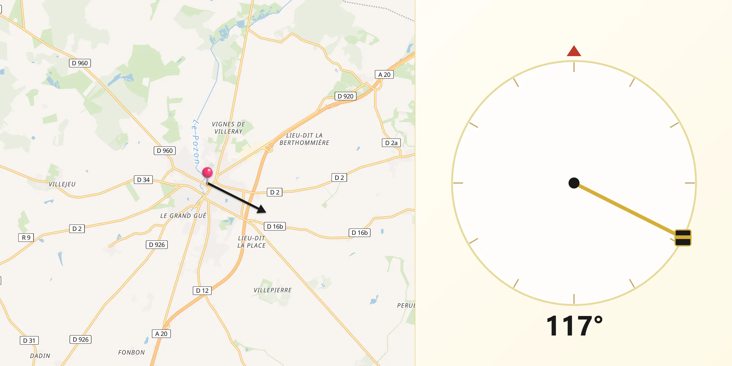 Direction vers la Qibla depuis Vatan