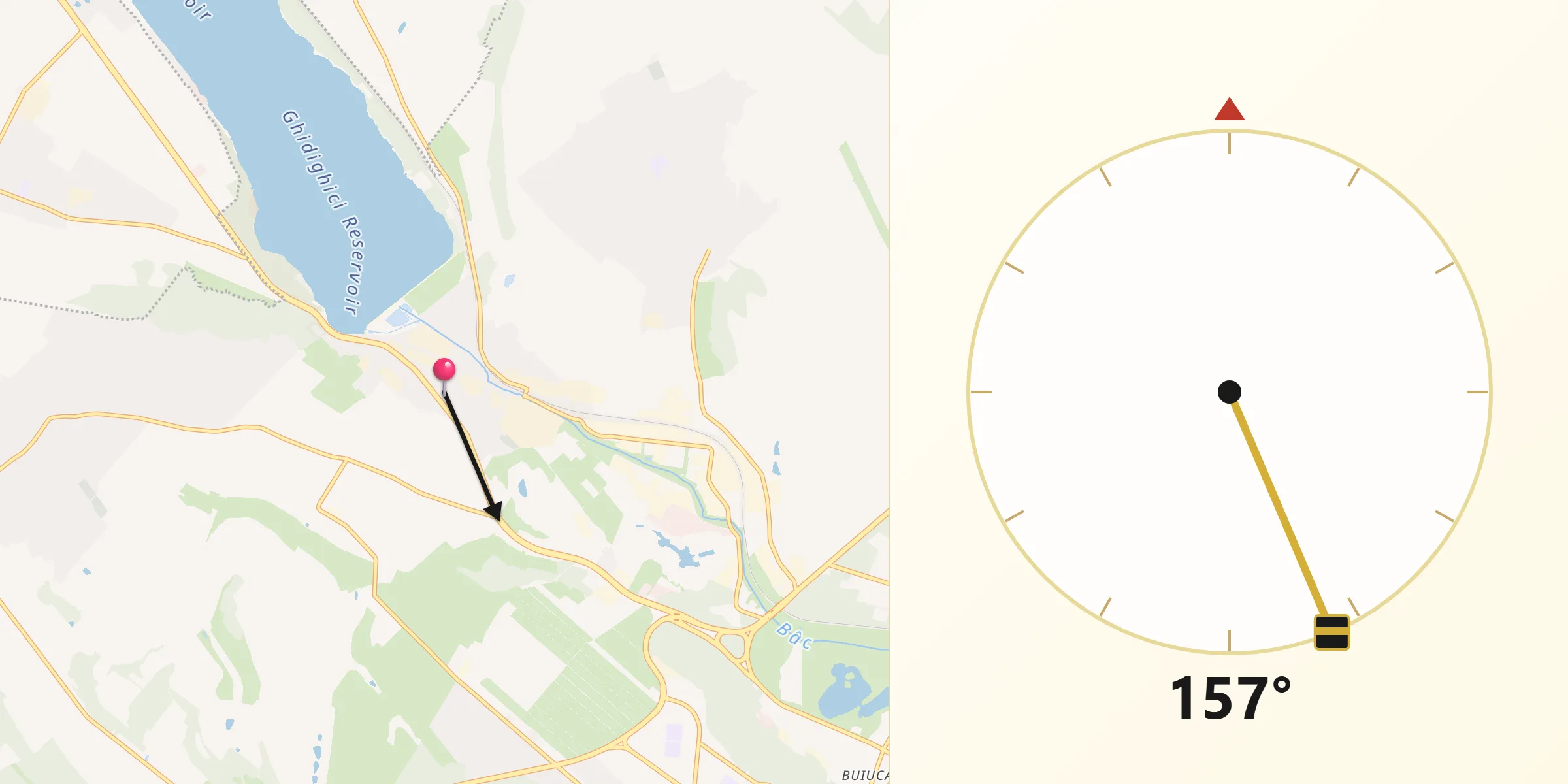 Направление Киблы из Vatra