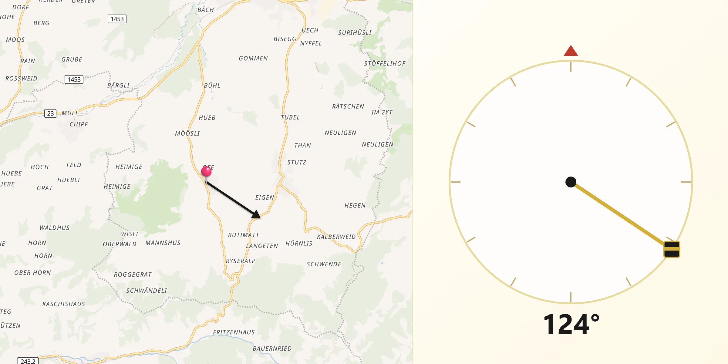 Direzione della Qibla da Wyssachen