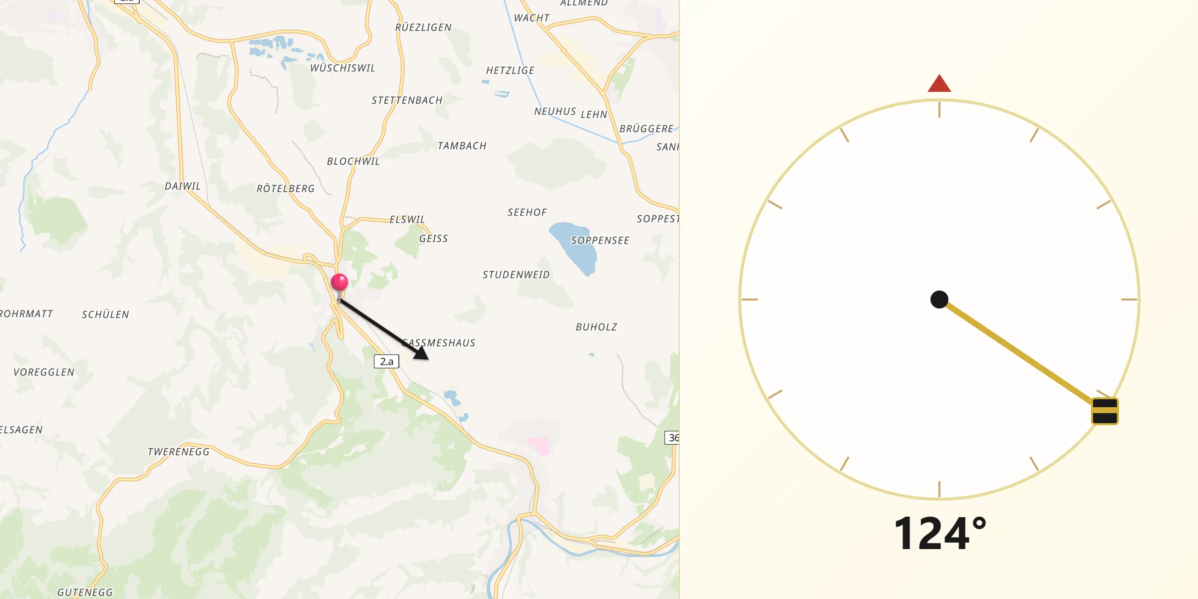 Direzione della Qibla da Menznau