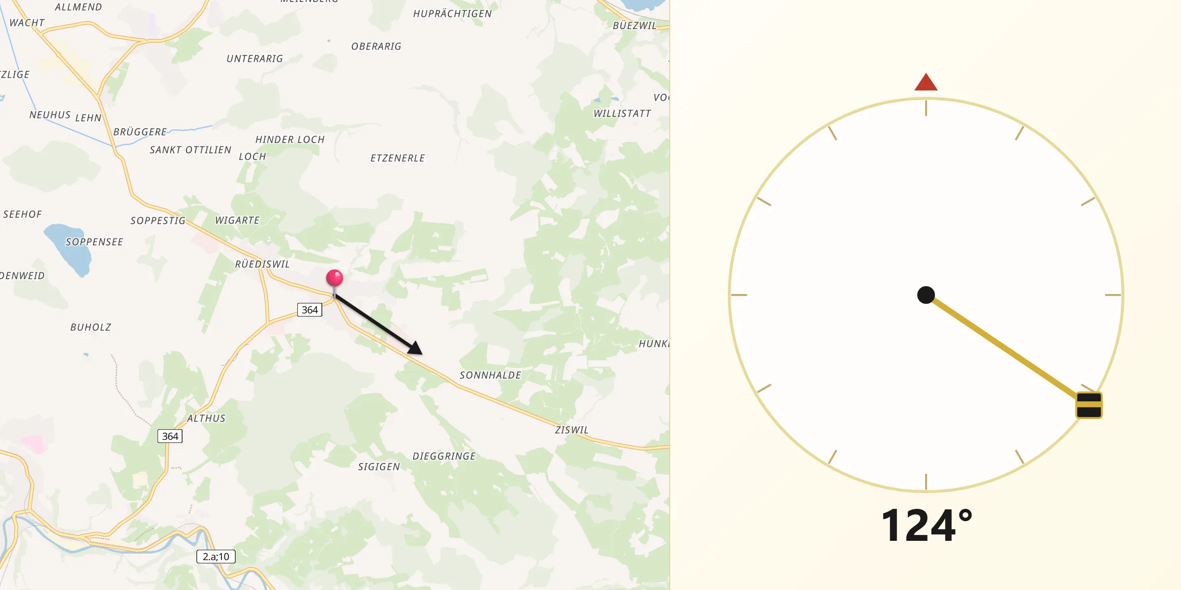 Direzione della Qibla da Ruswil