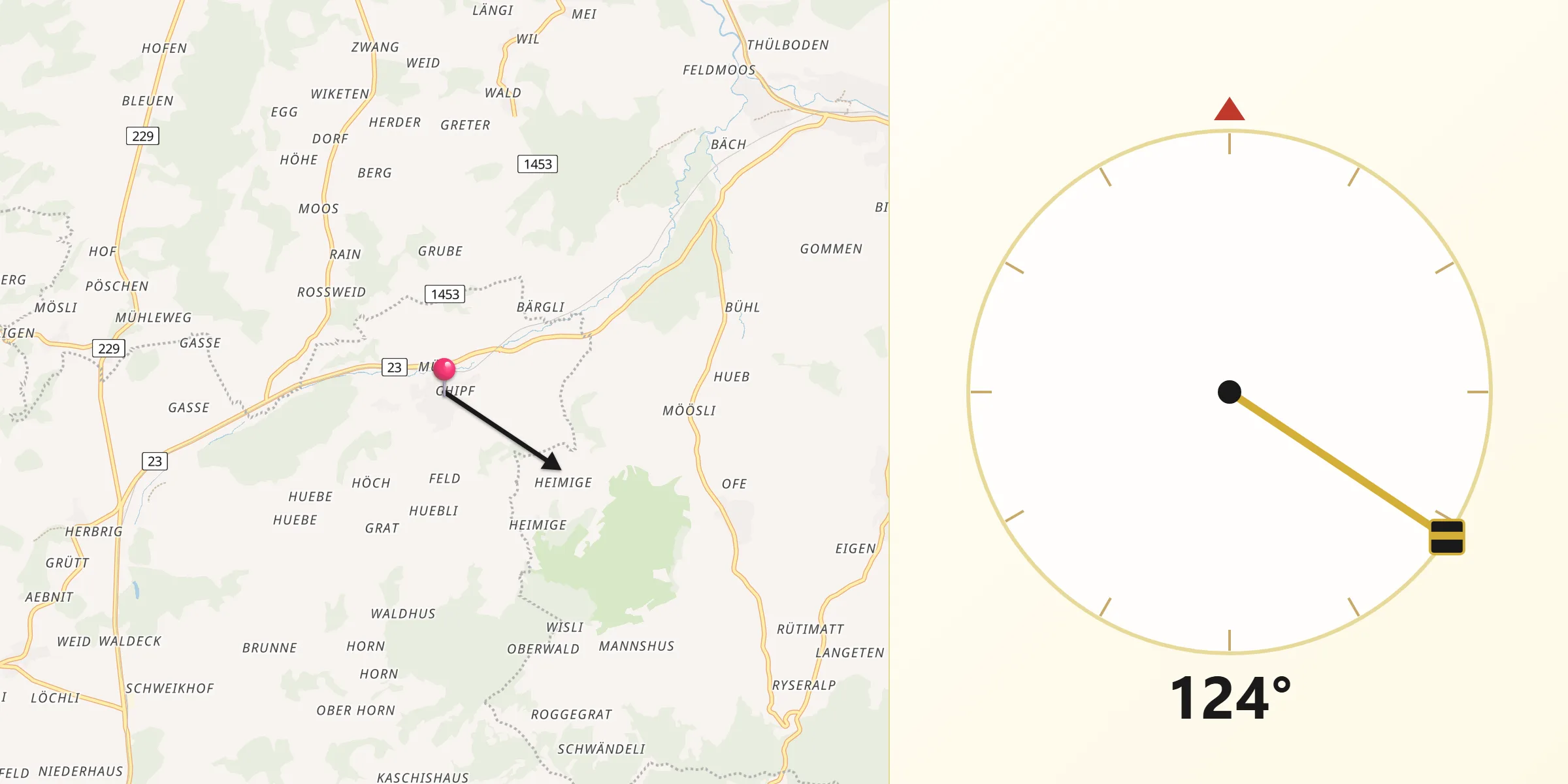 Direzione della Qibla da Dürrenroth