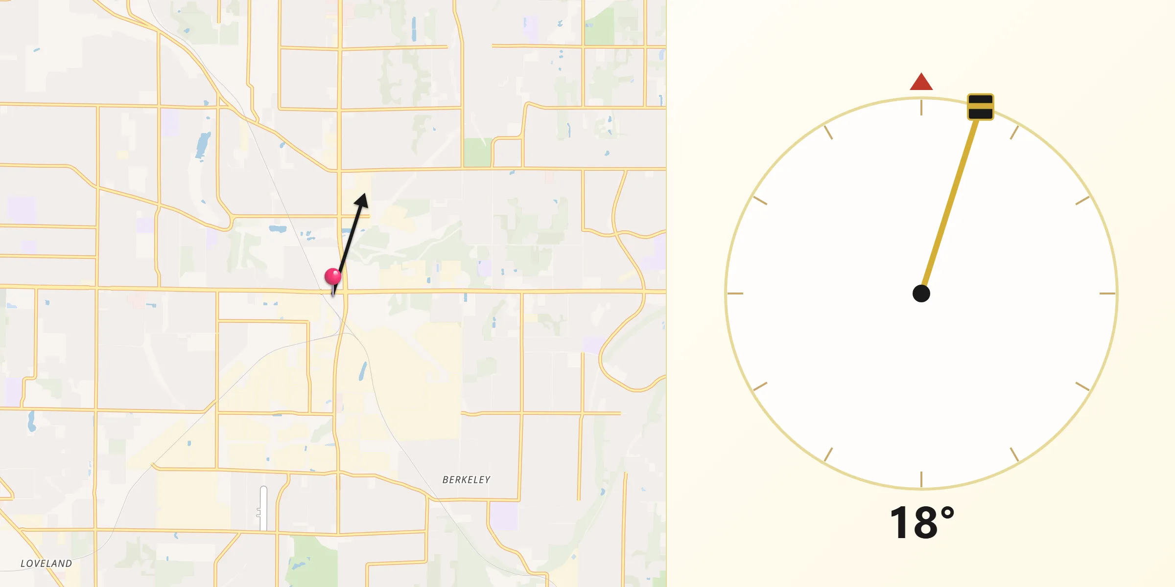 Qibla Direction from Frederickson