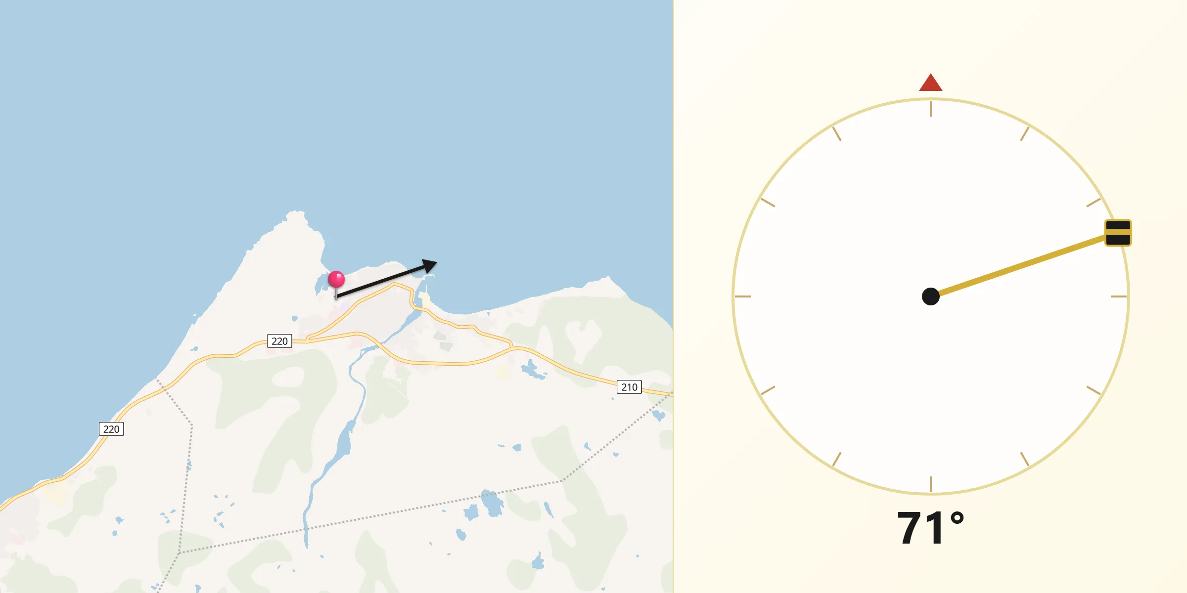 Qibla Direction from Grand Bank