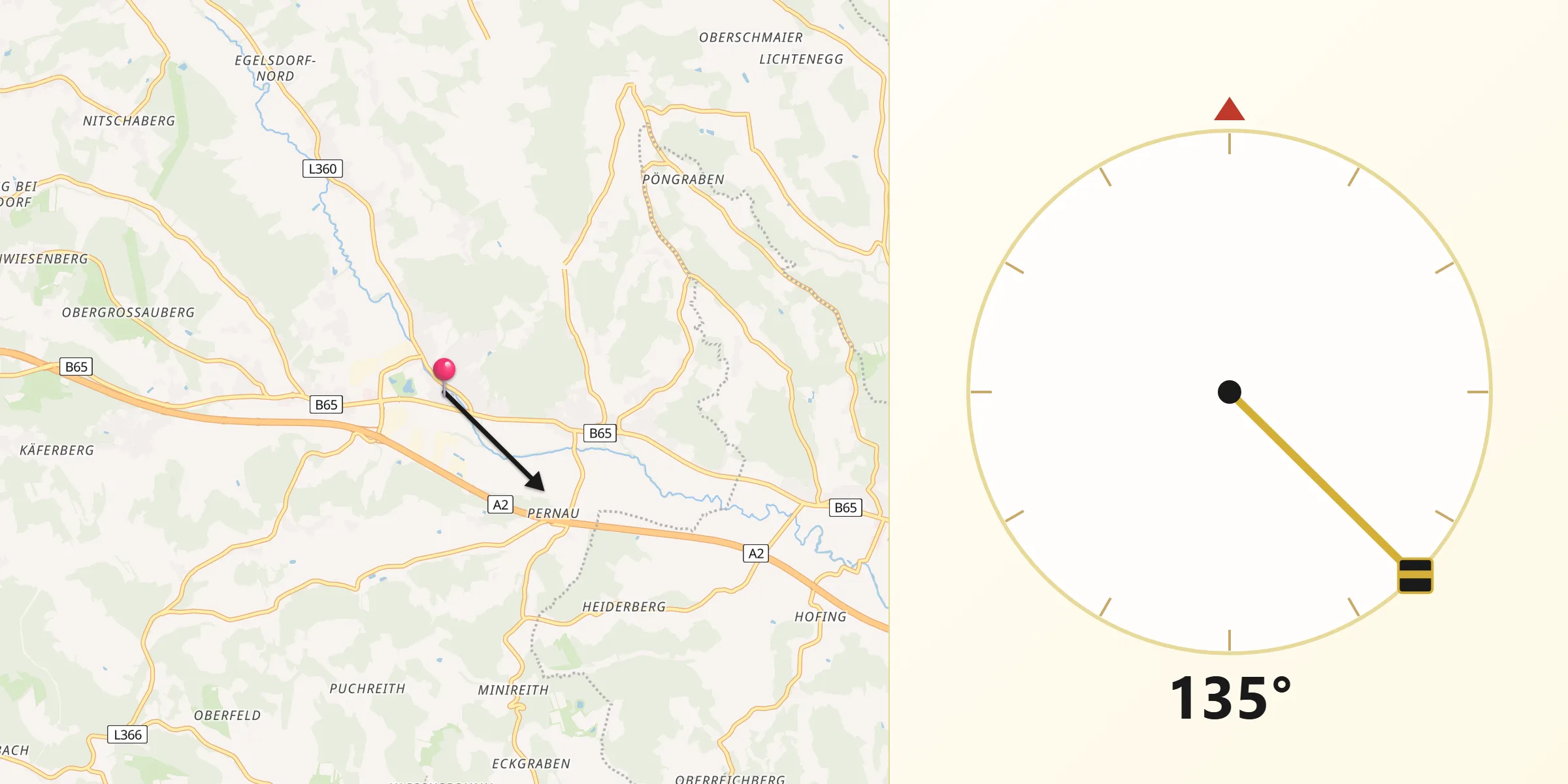 Qibla-Richtung von Sinabelkirchen