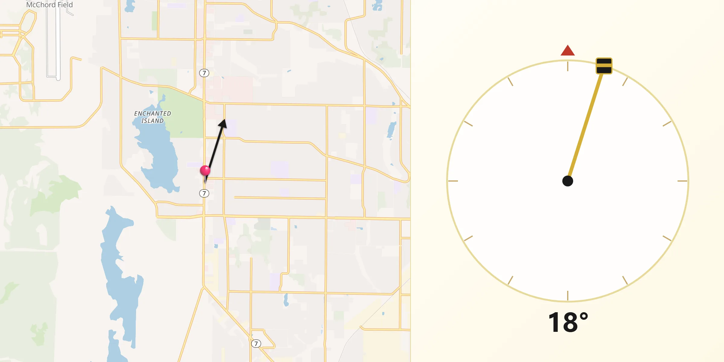 Qibla Direction from Spanaway