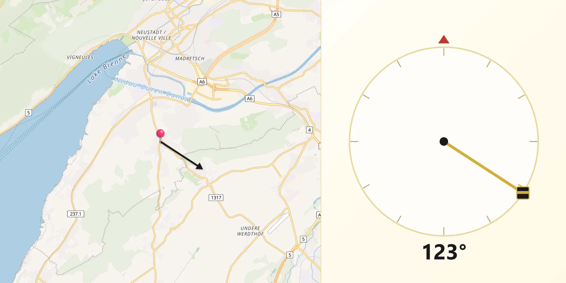 Direction vers la Qibla depuis Bellmund