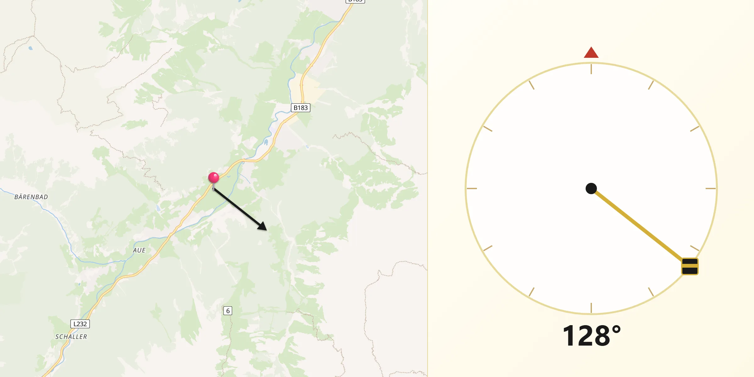 Qibla-Richtung von Neustift im Stubaital