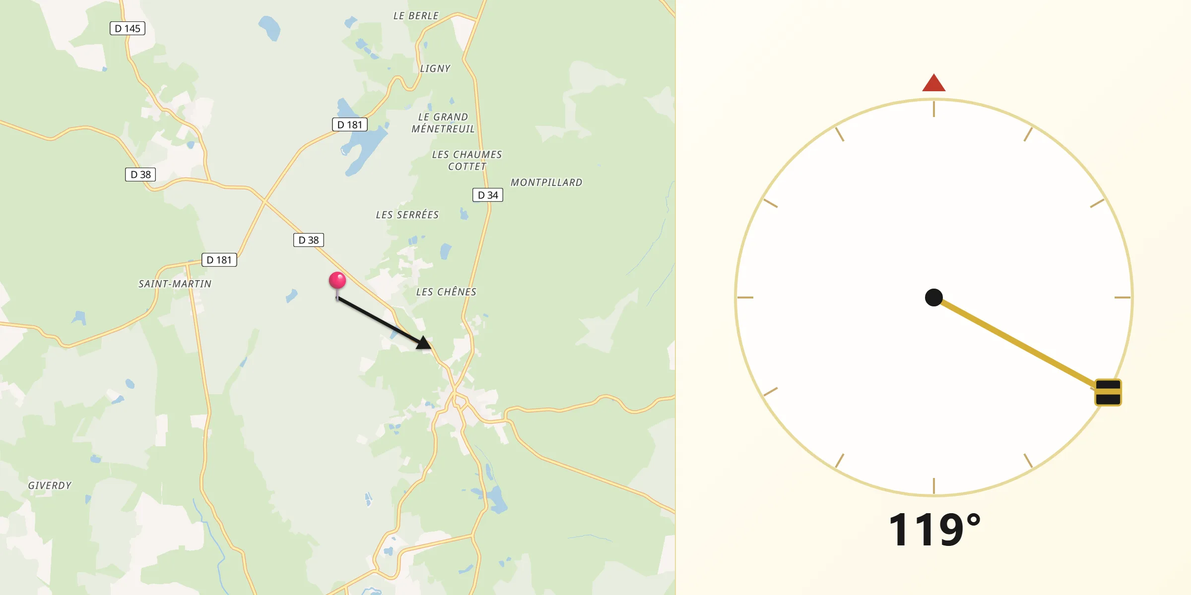 Direction vers la Qibla depuis Département de la Nièvre
