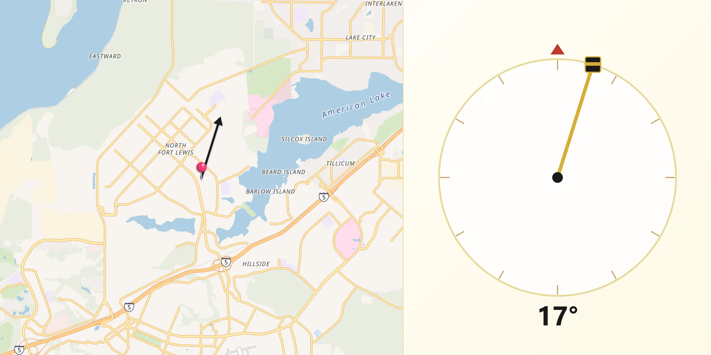 Qibla Direction from North Fort Lewis