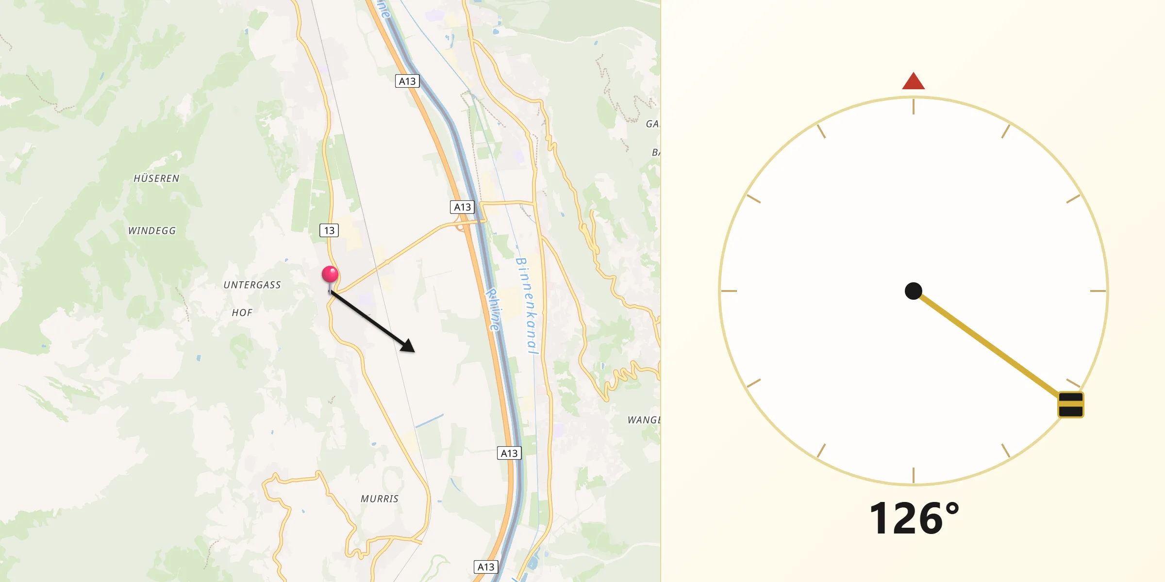 Direzione della Qibla da Sevelen