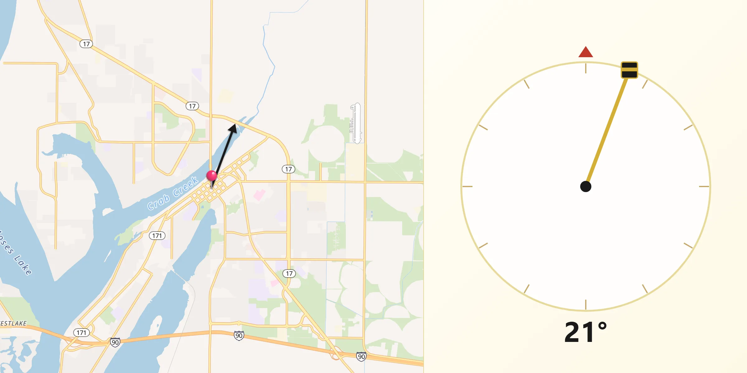 Qibla Direction from Moses Lake