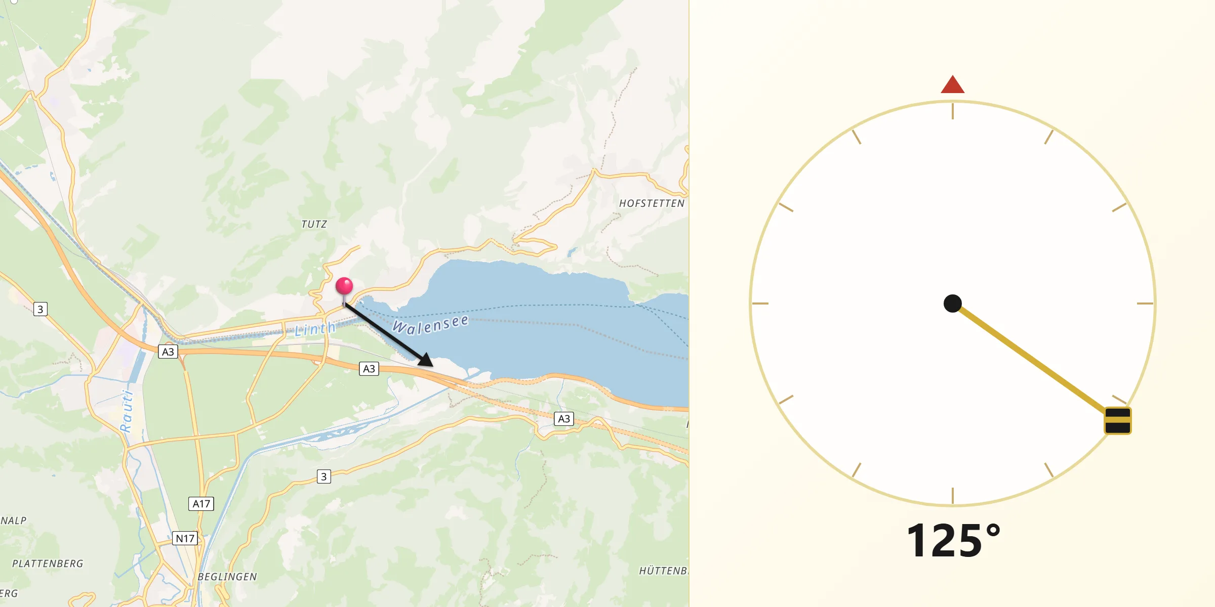 Direzione della Qibla da Weesen