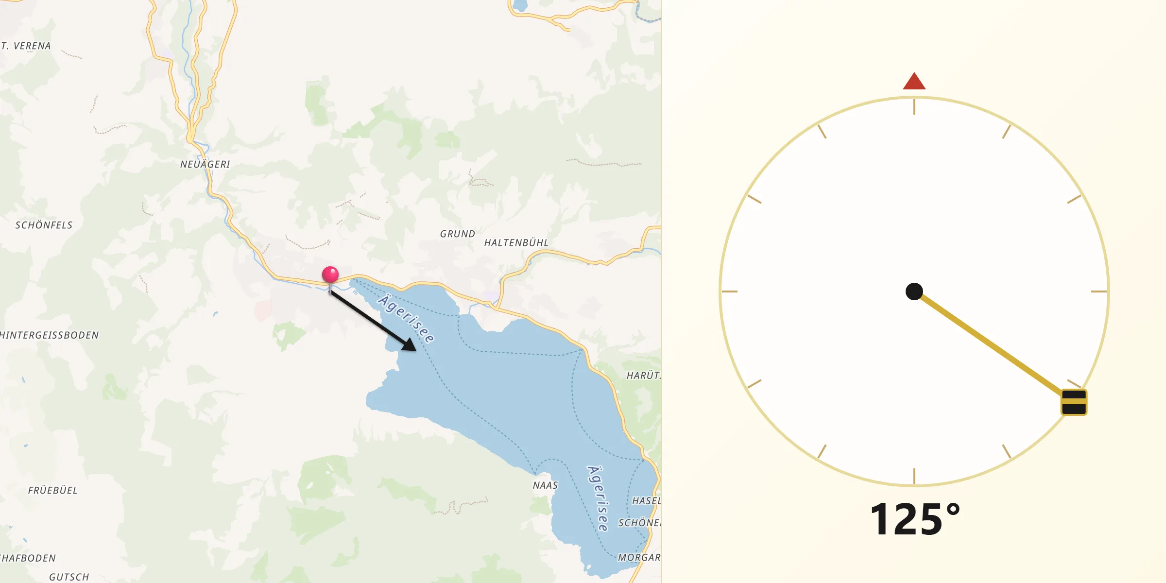 Direzione della Qibla da Unterägeri