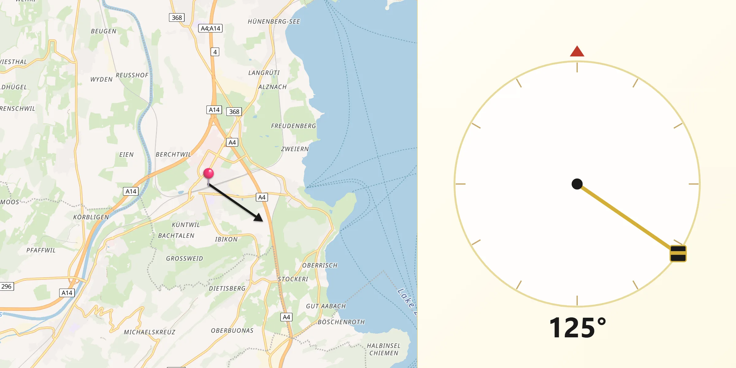 Direzione della Qibla da Rotkreuz
