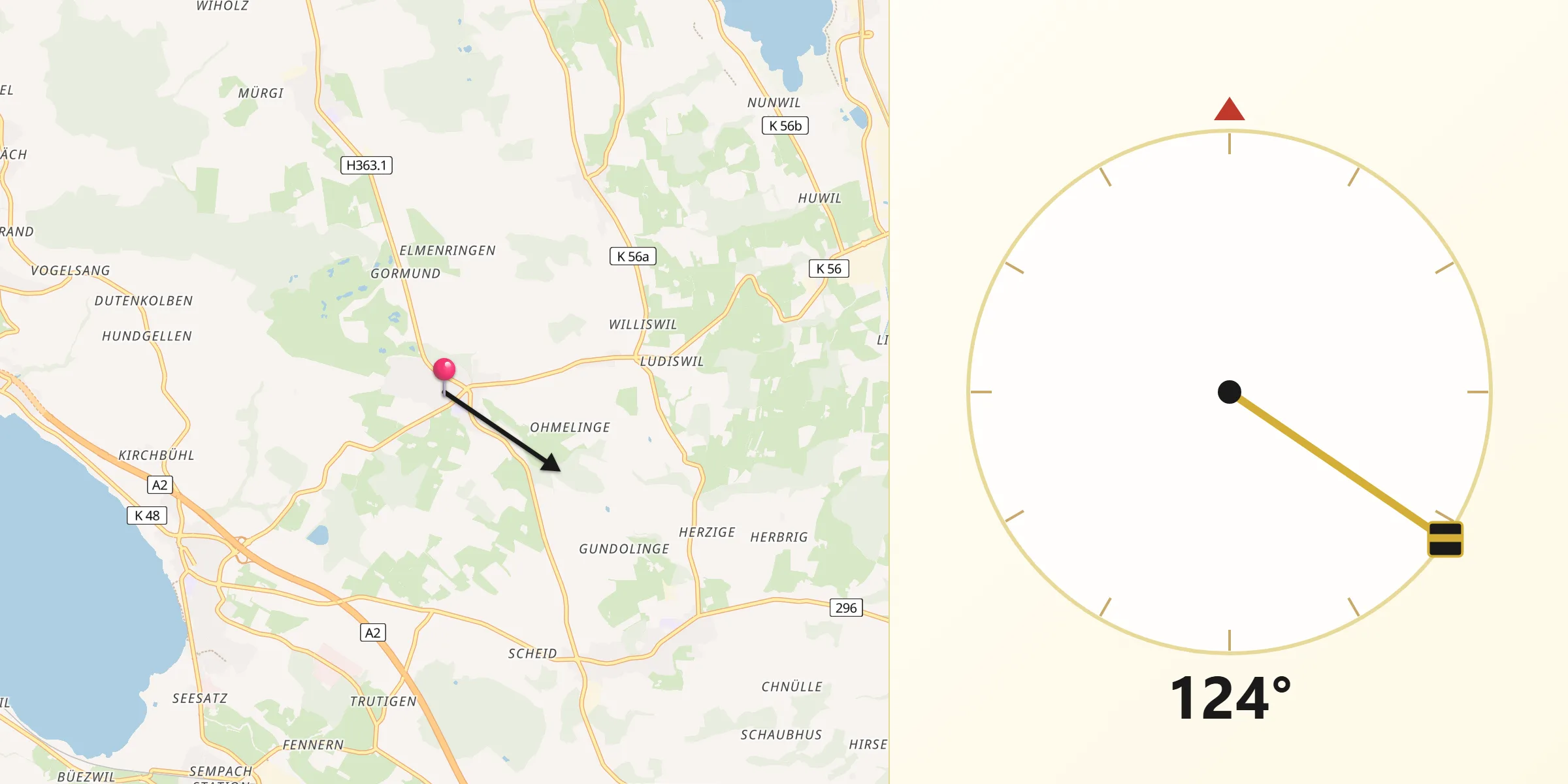 Direzione della Qibla da Hildisrieden