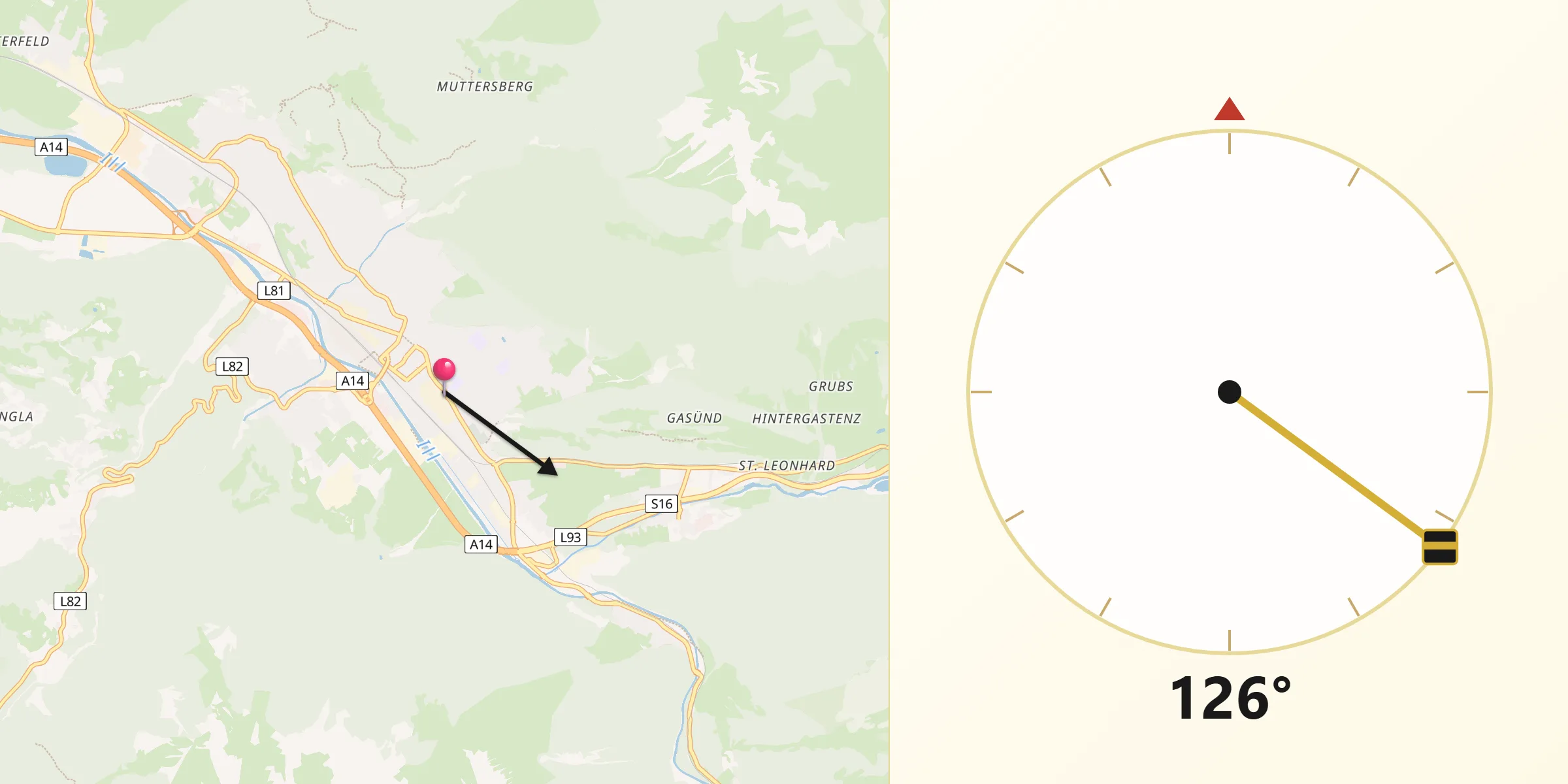 Qibla-Richtung von Politischer Bezirk Bludenz