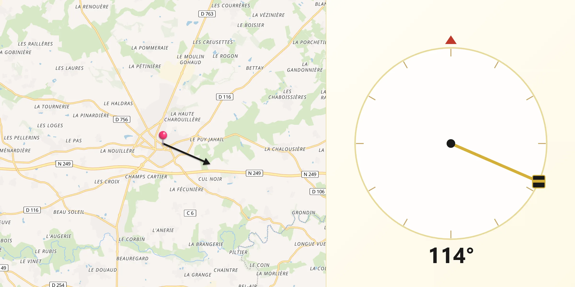 Direction vers la Qibla depuis Vallet