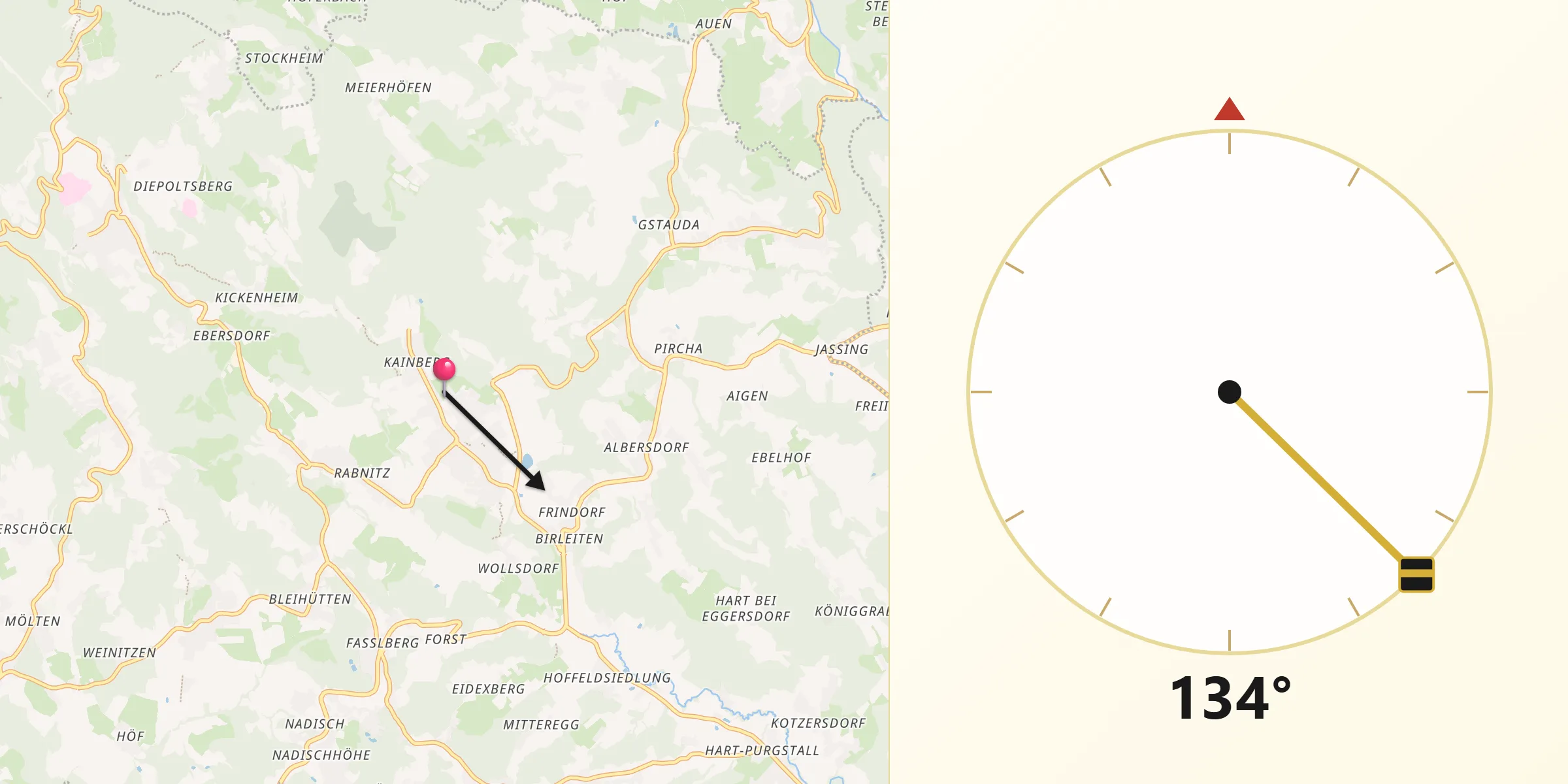 Qibla-Richtung von Kumberg