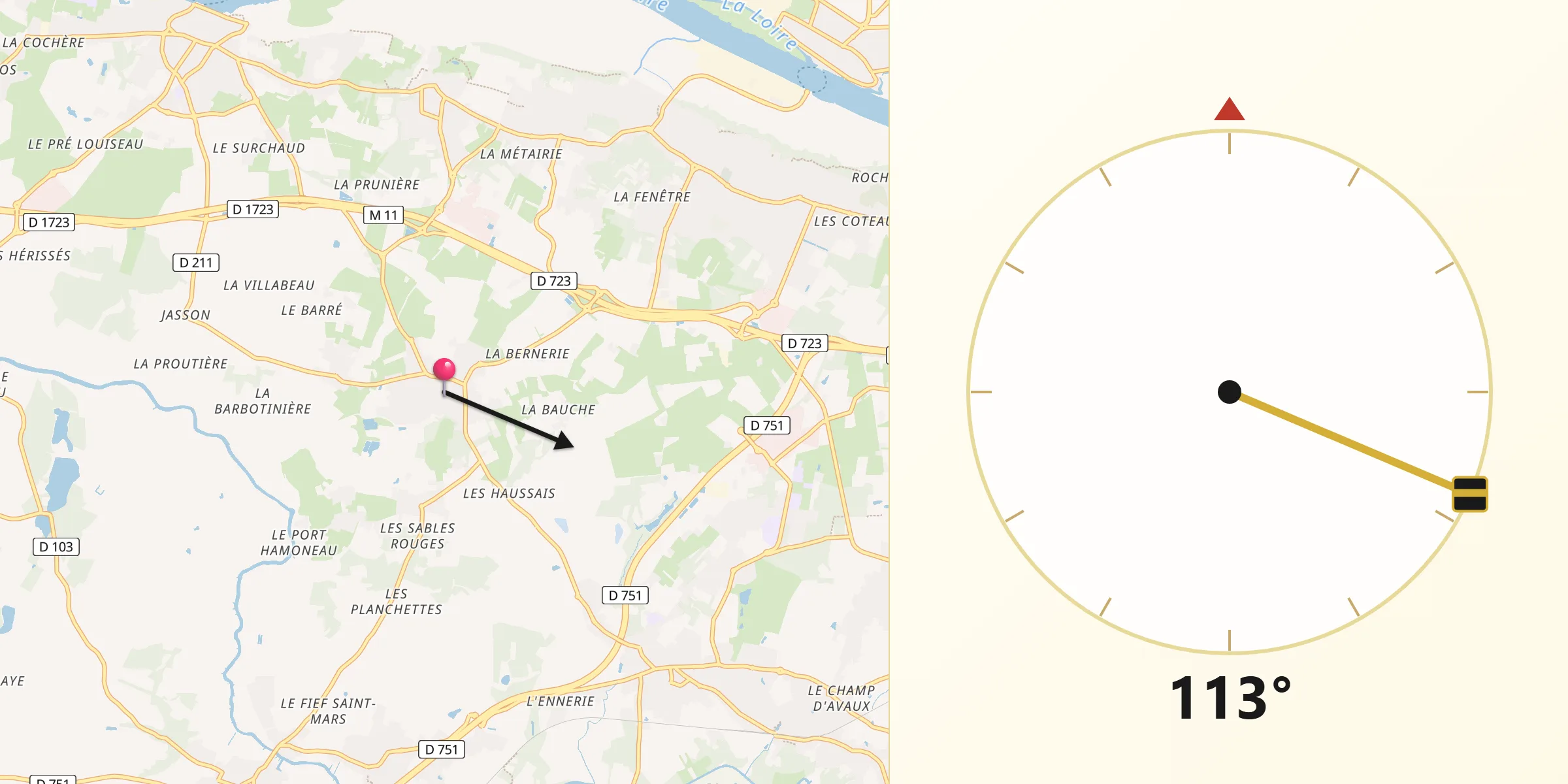 Direction vers la Qibla depuis Brains