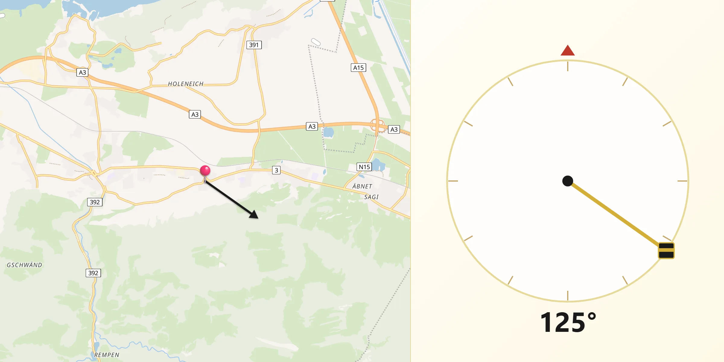 Direzione della Qibla da Schübelbach