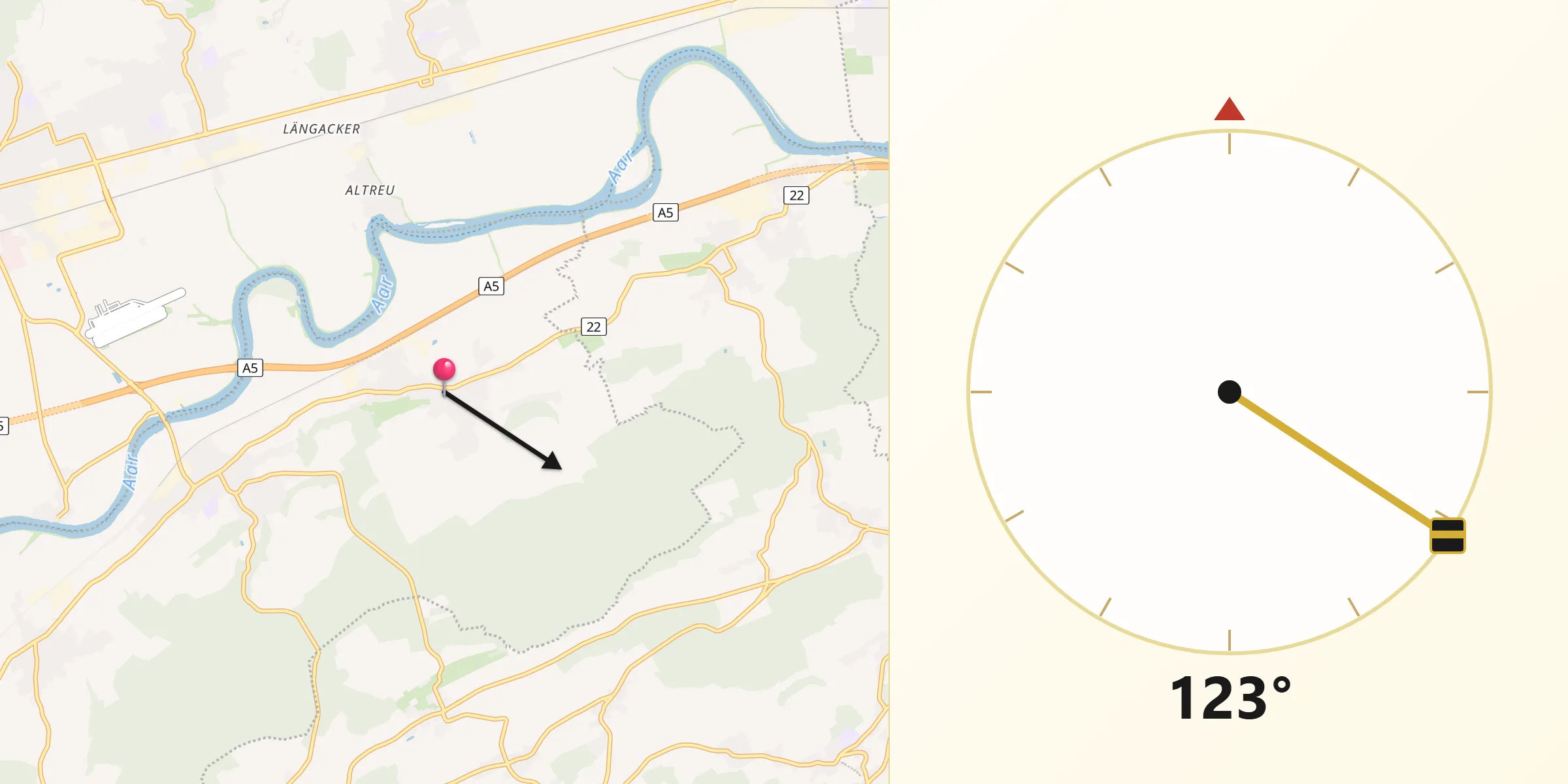 Direction vers la Qibla depuis Leuzigen