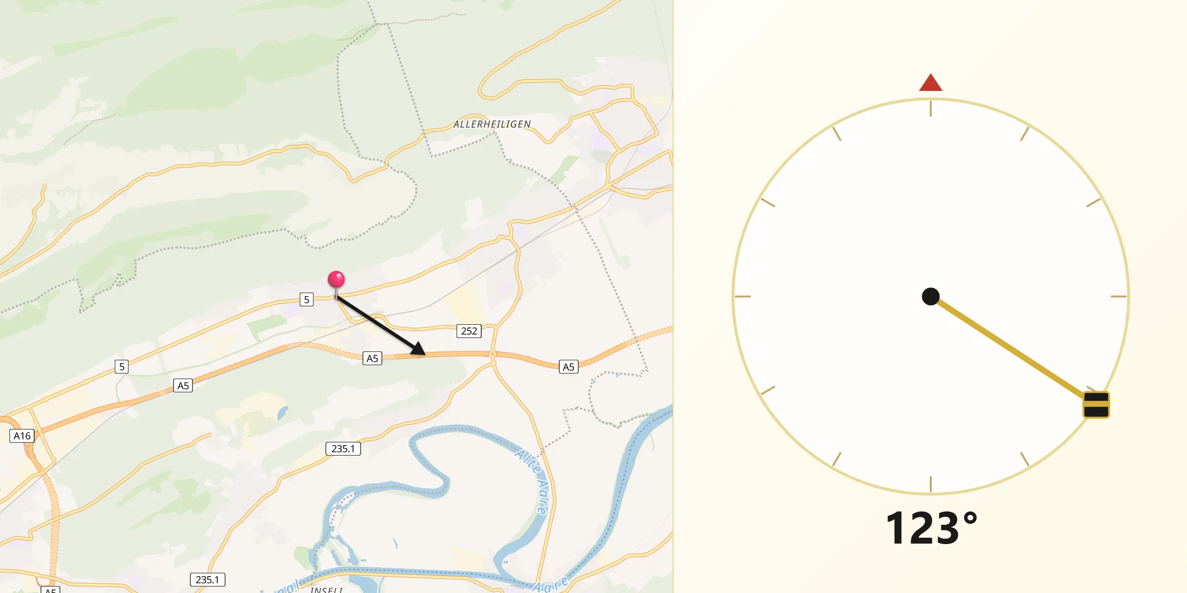 Direction vers la Qibla depuis Pieterlen