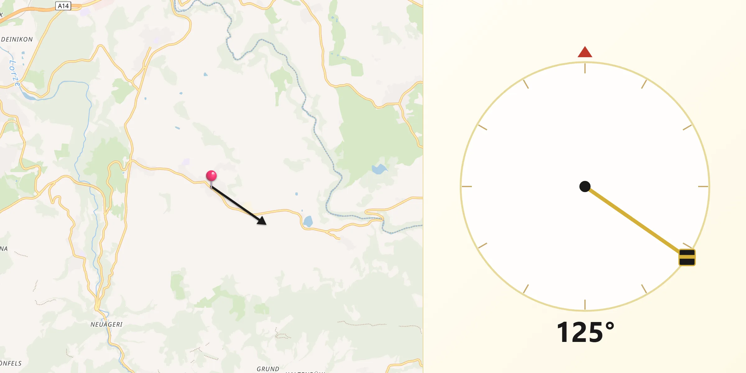 Direction vers la Qibla depuis Menzingen