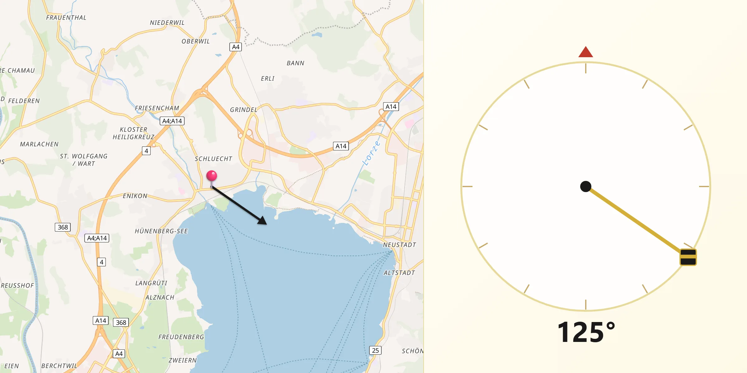 Direction vers la Qibla depuis Cham