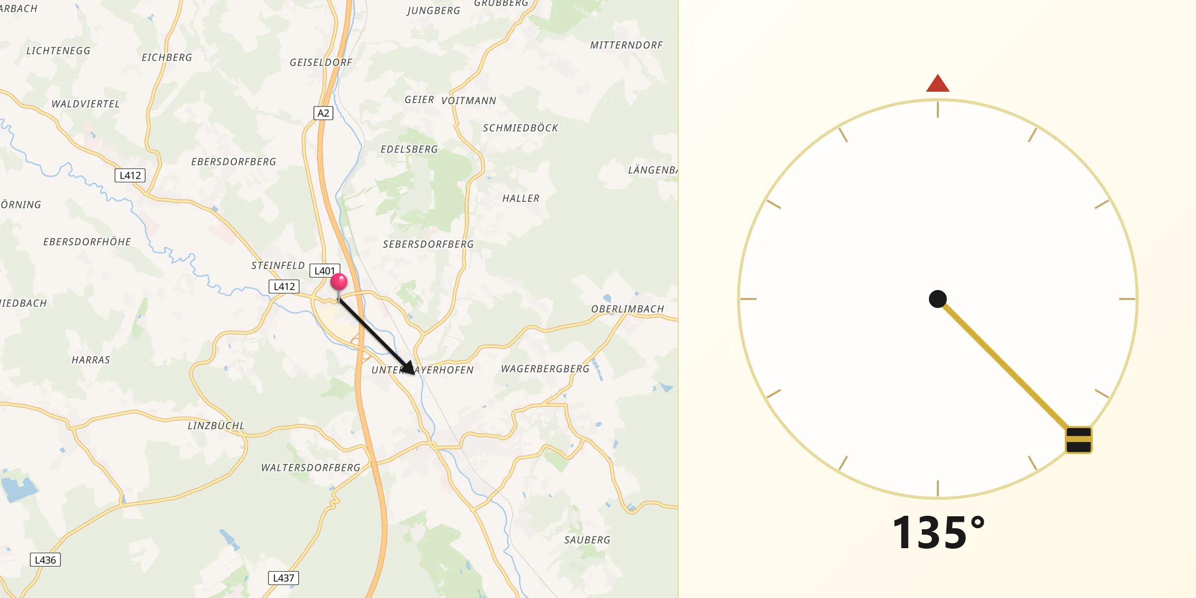 Qibla-Richtung von Sebersdorf
