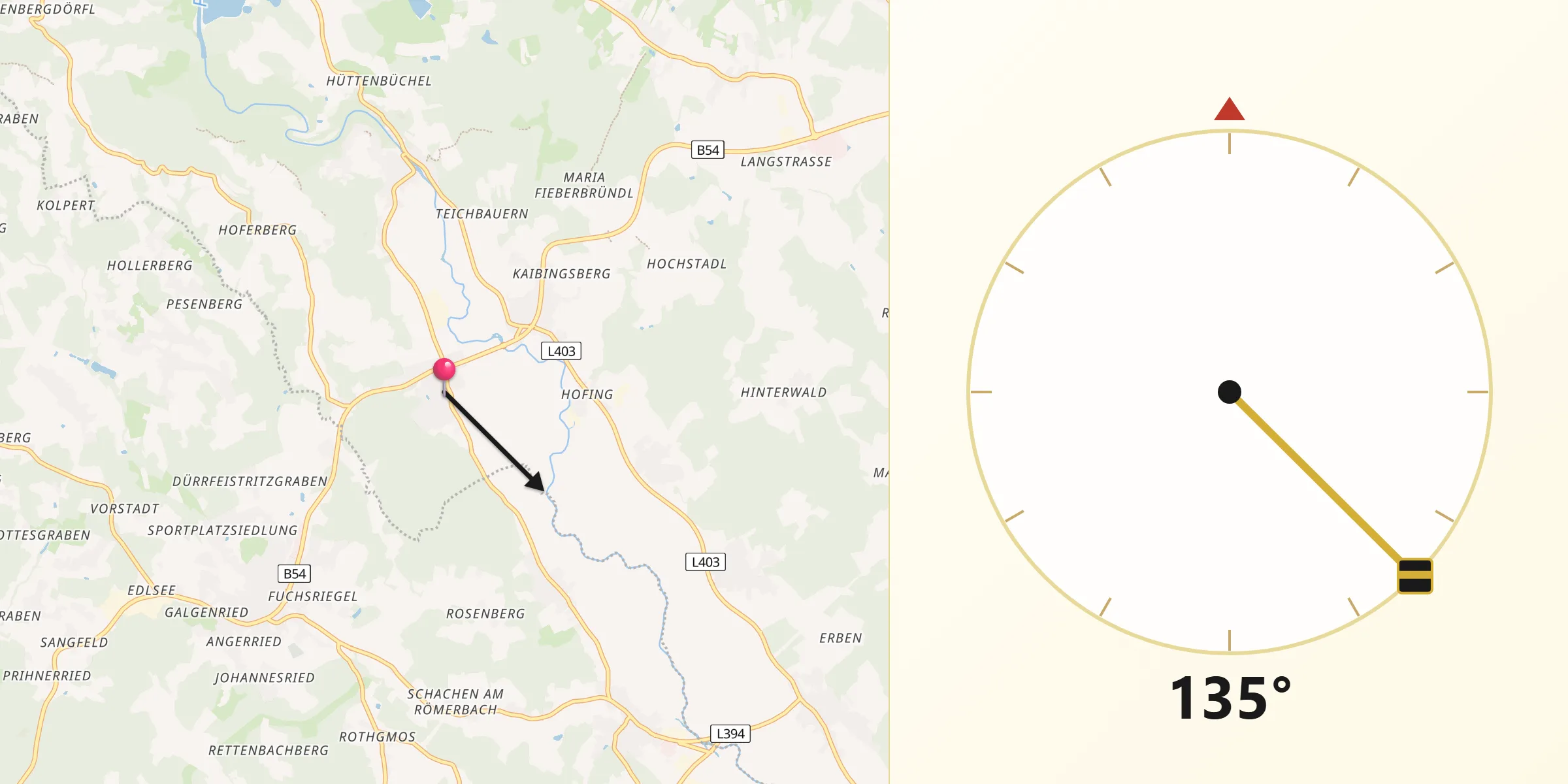 Qibla-Richtung von Hirnsdorf