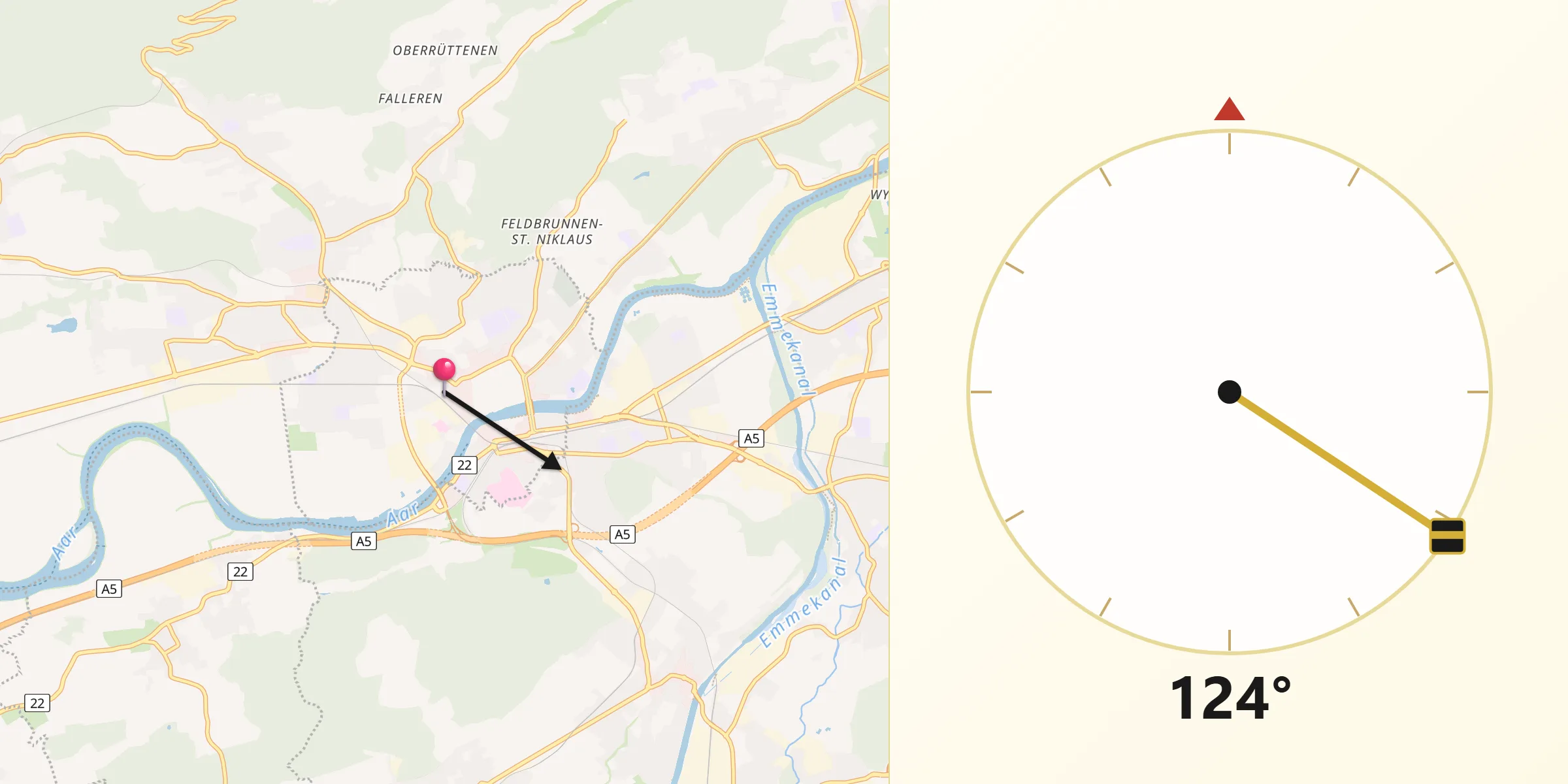 Direction vers la Qibla depuis Bezirk Solothurn