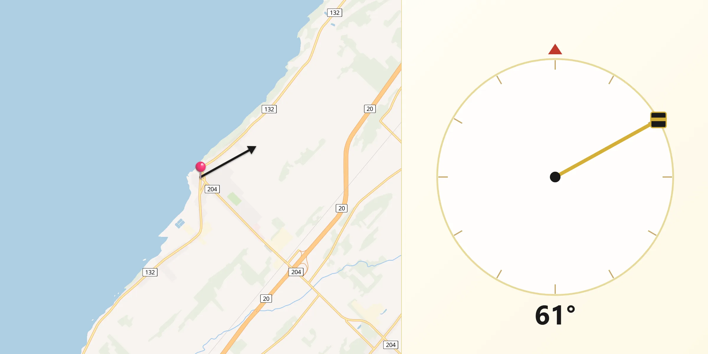 Qibla Direction from St-Jean-Port-Joli