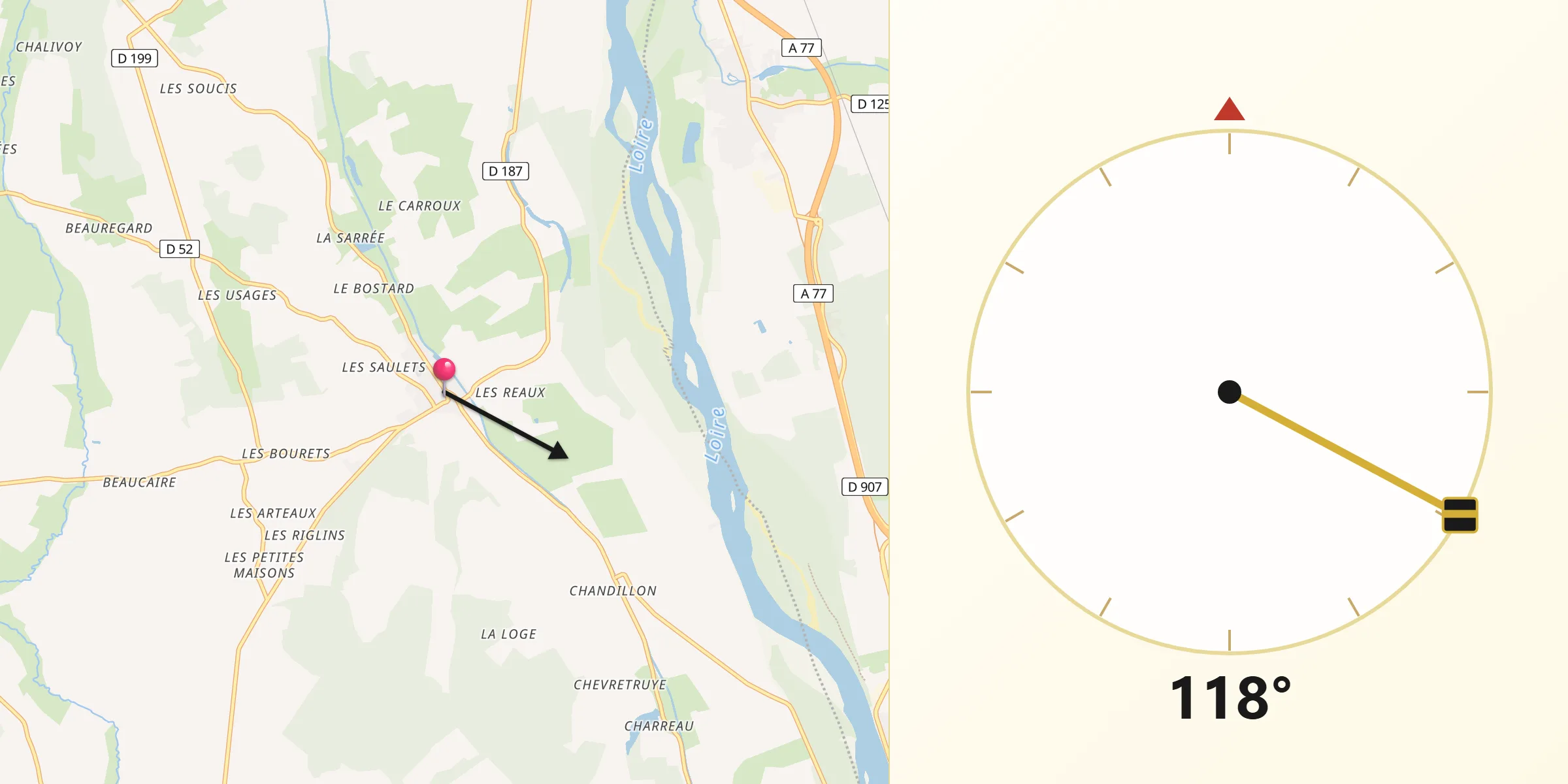Direction vers la Qibla depuis Herry