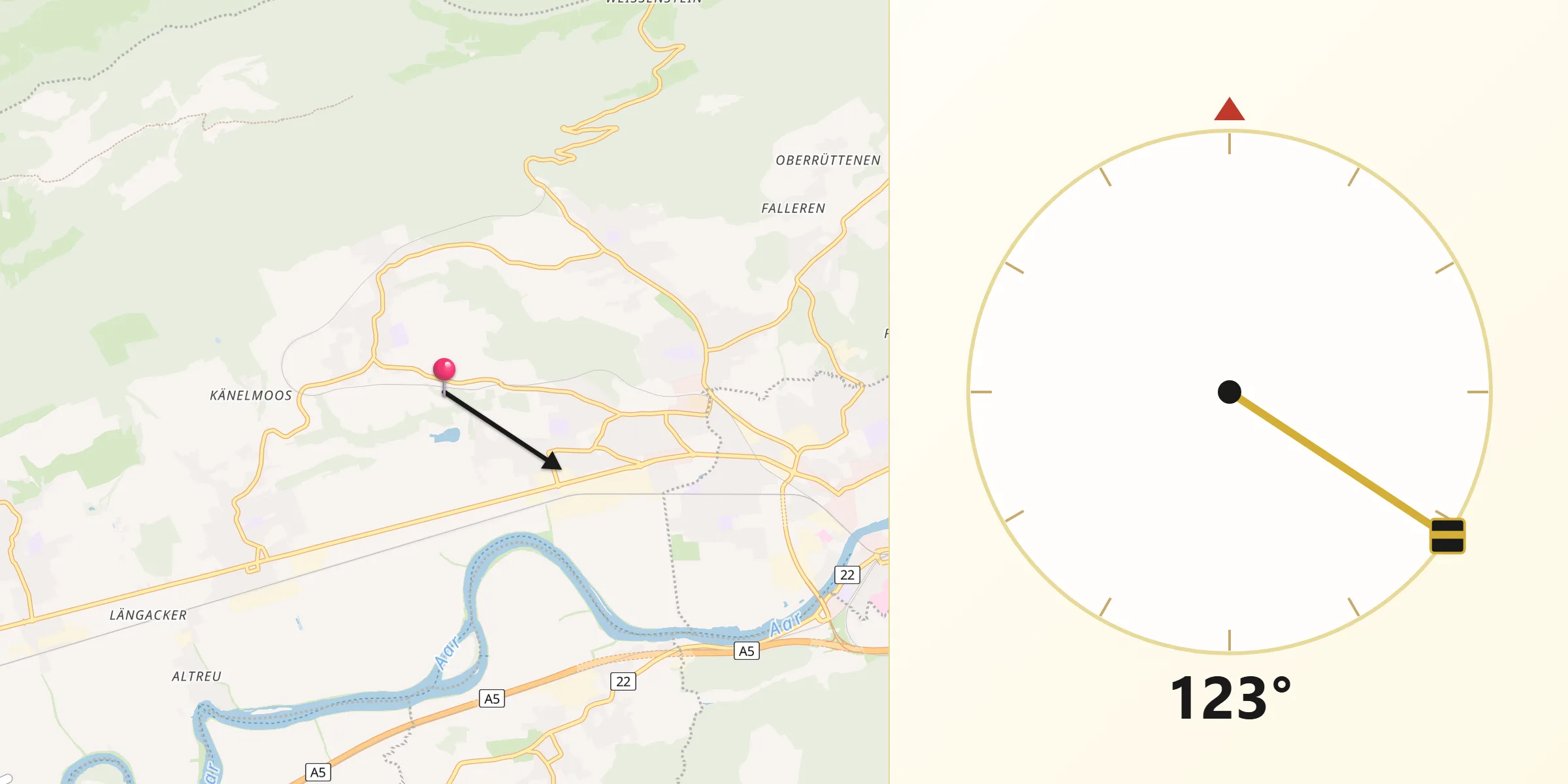 Direction vers la Qibla depuis Bezirk Lebern