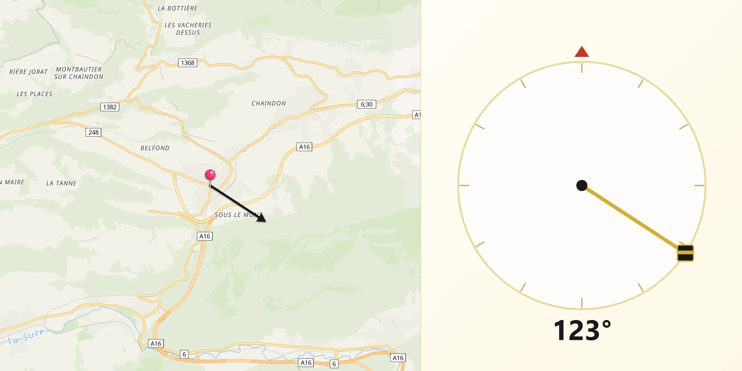 Direzione della Qibla da Tavannes