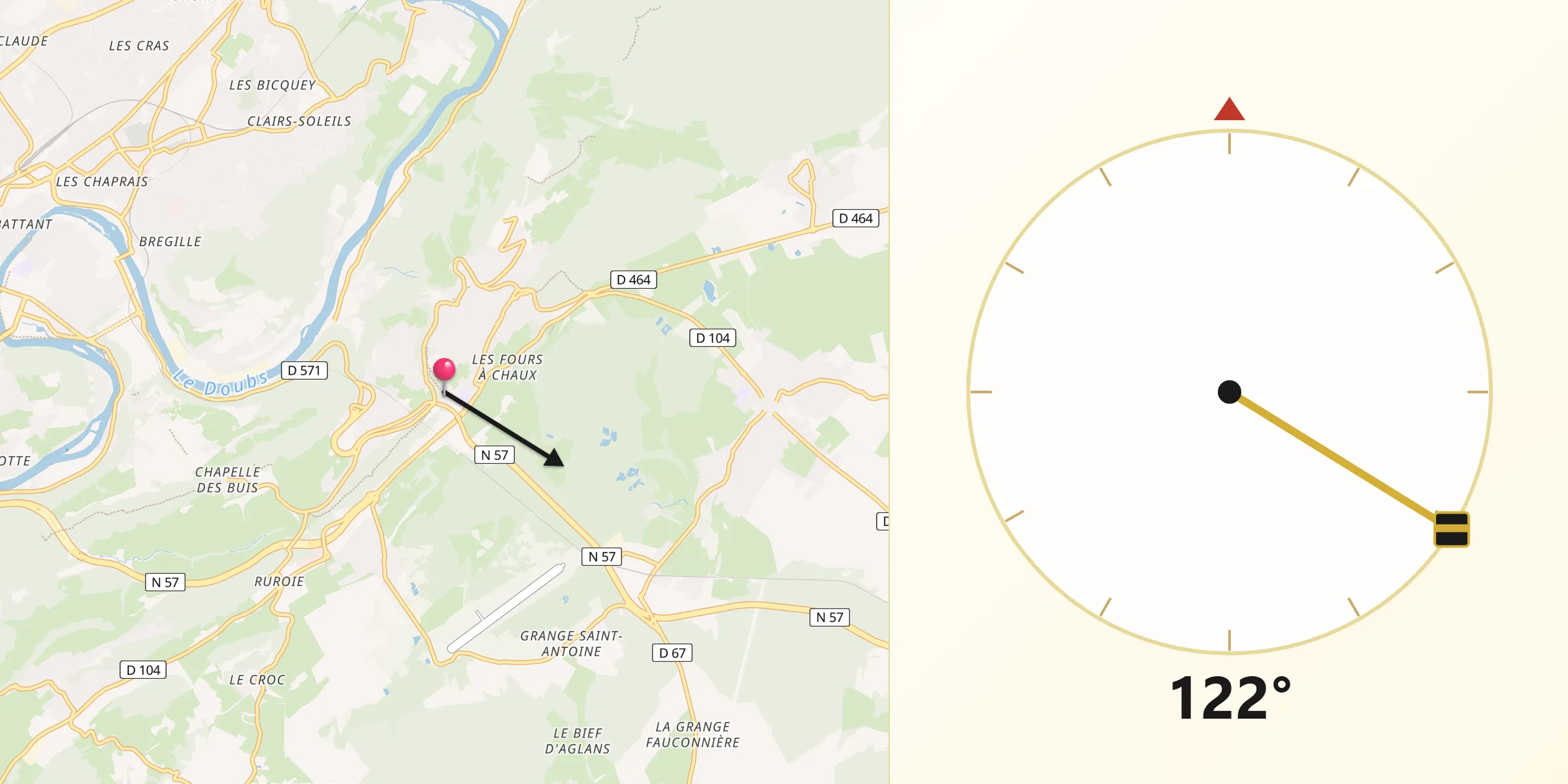 Direction vers la Qibla depuis Morre