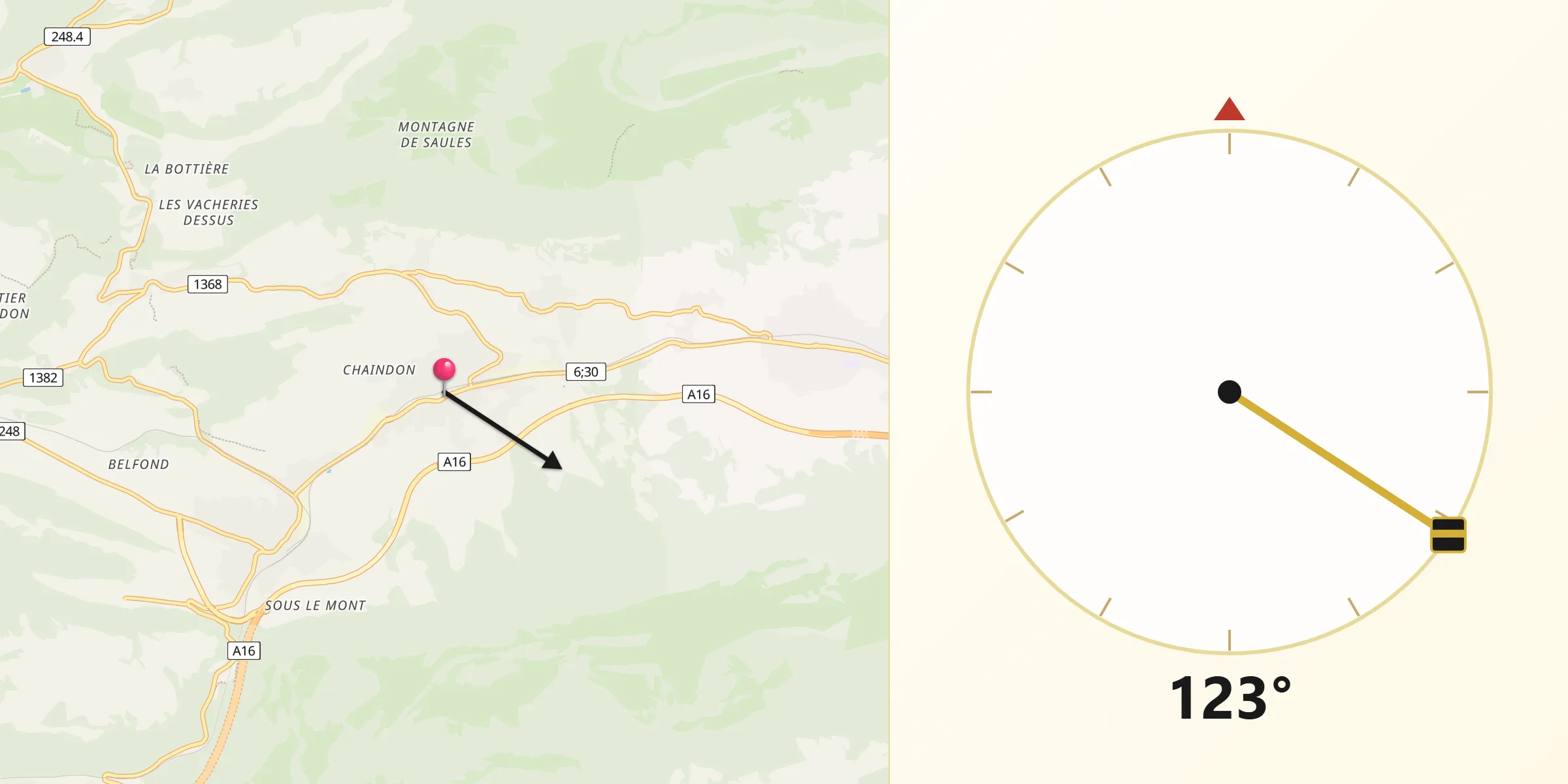 Direction vers la Qibla depuis Reconvilier
