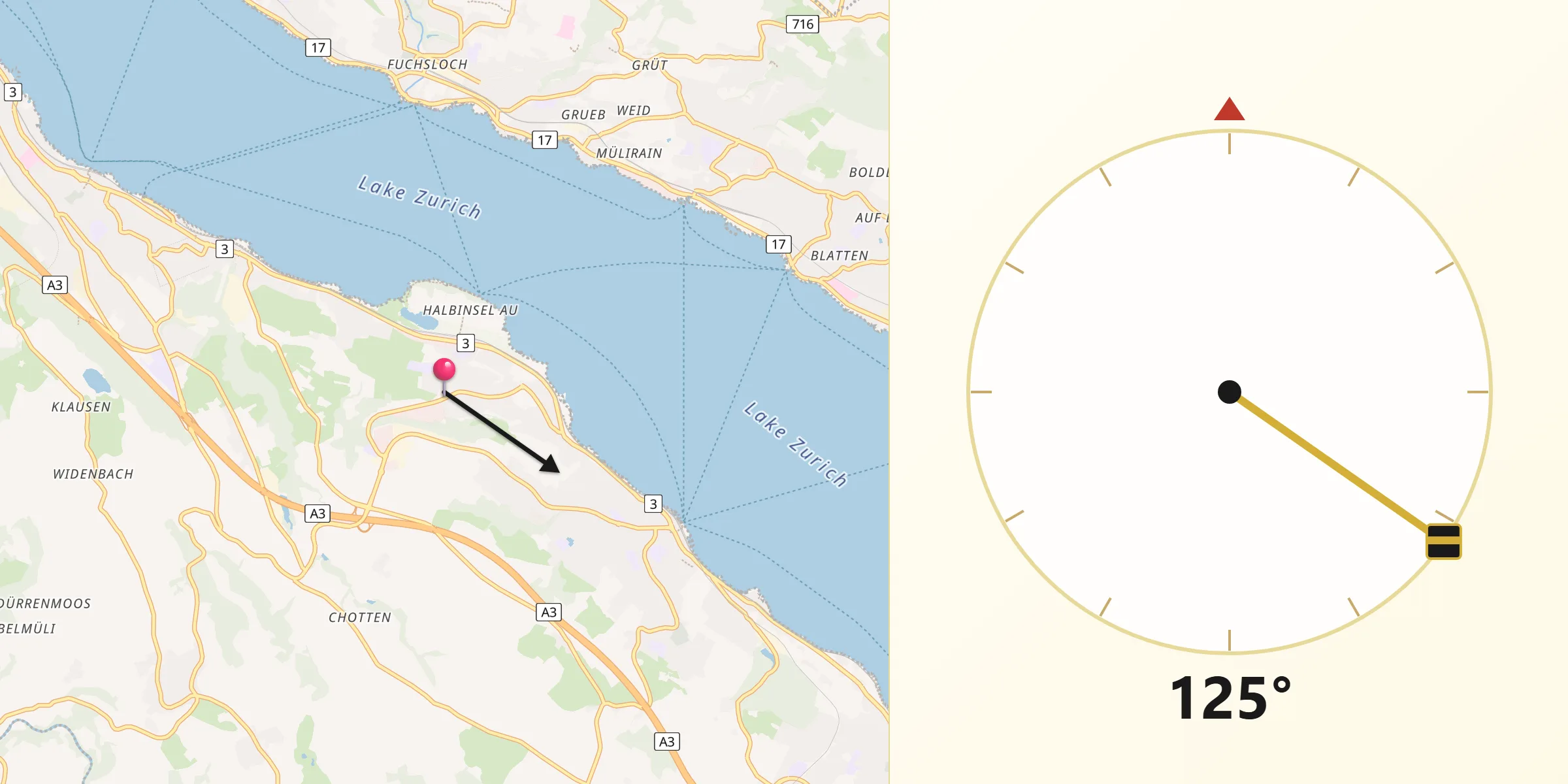 Direction vers la Qibla depuis Au