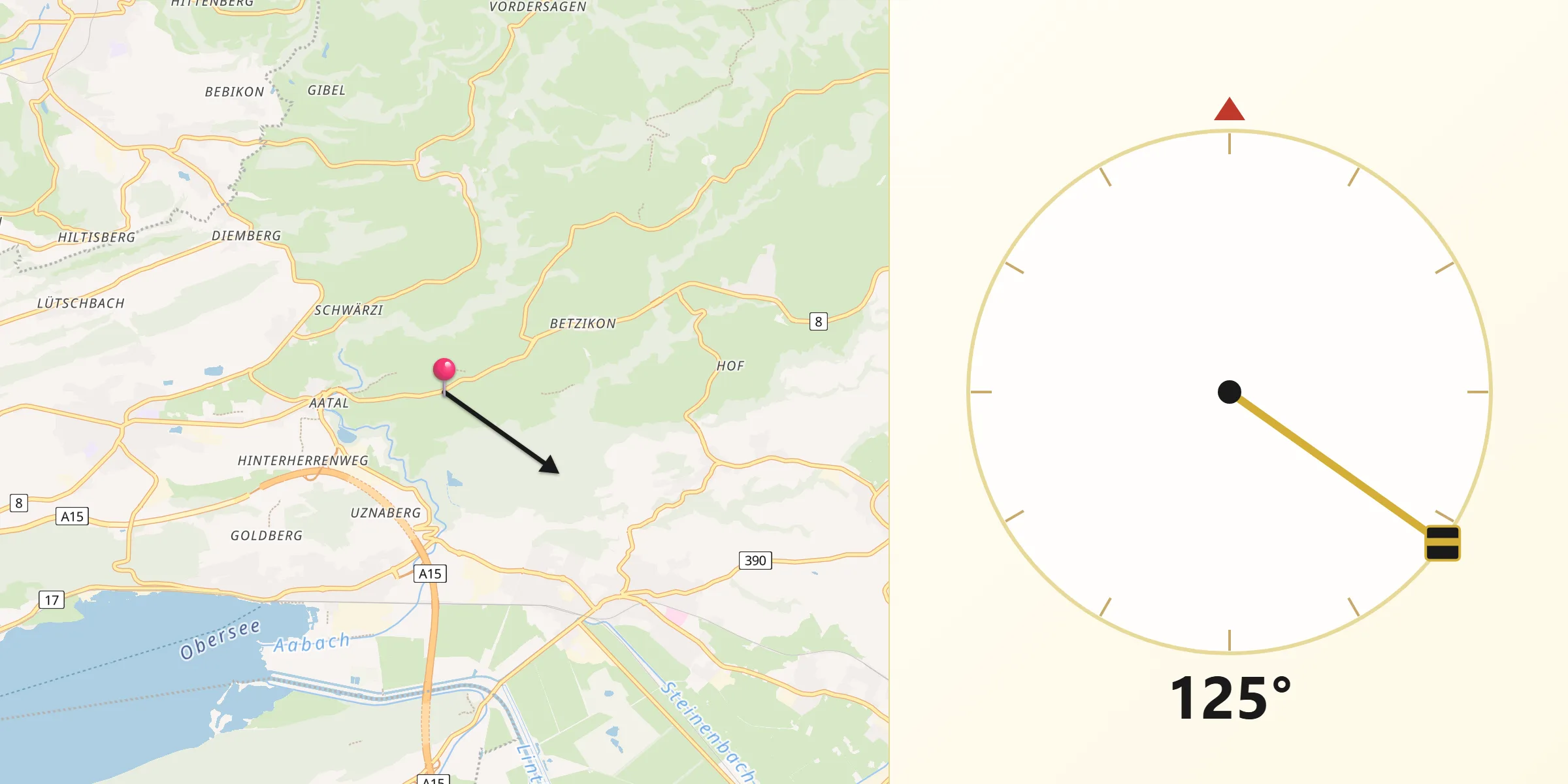 Direzione della Qibla da Sankt Gallenkappel
