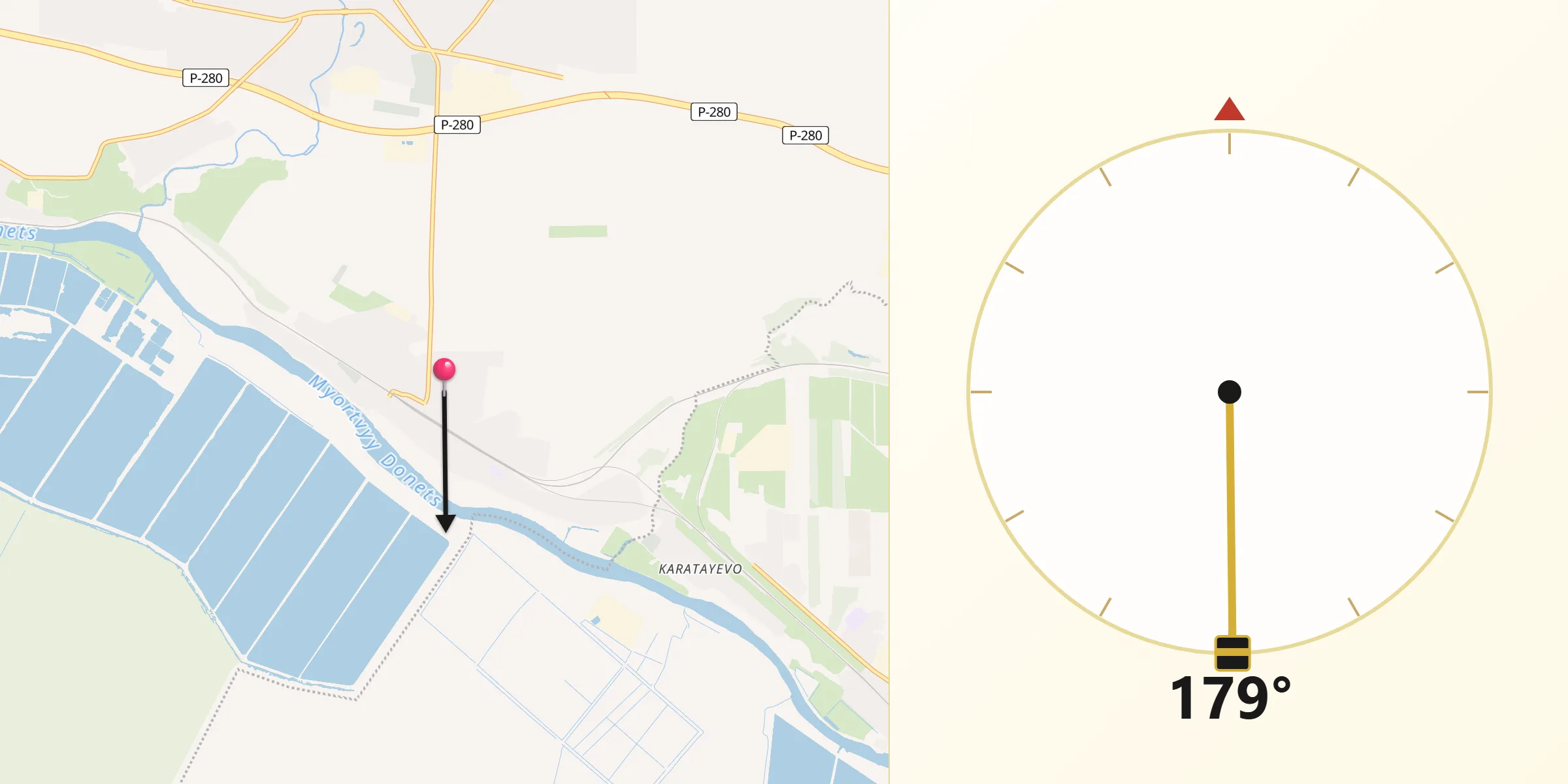 Направление Киблы из Kalinin