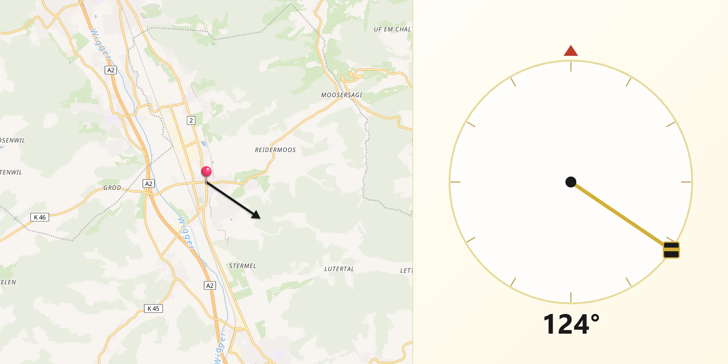 Direzione della Qibla da Reiden