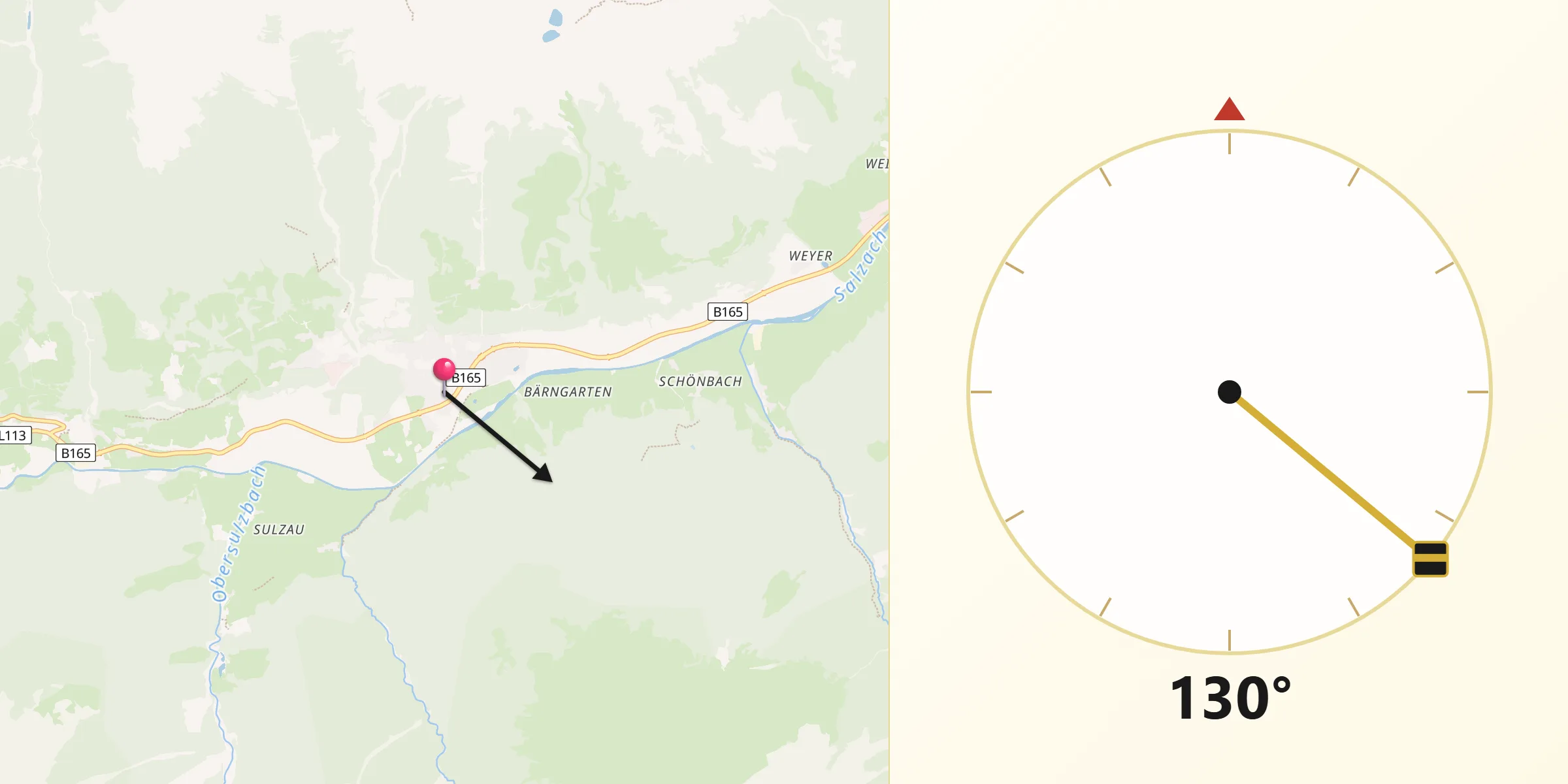 Qibla-Richtung von Neukirchen am Großvenediger