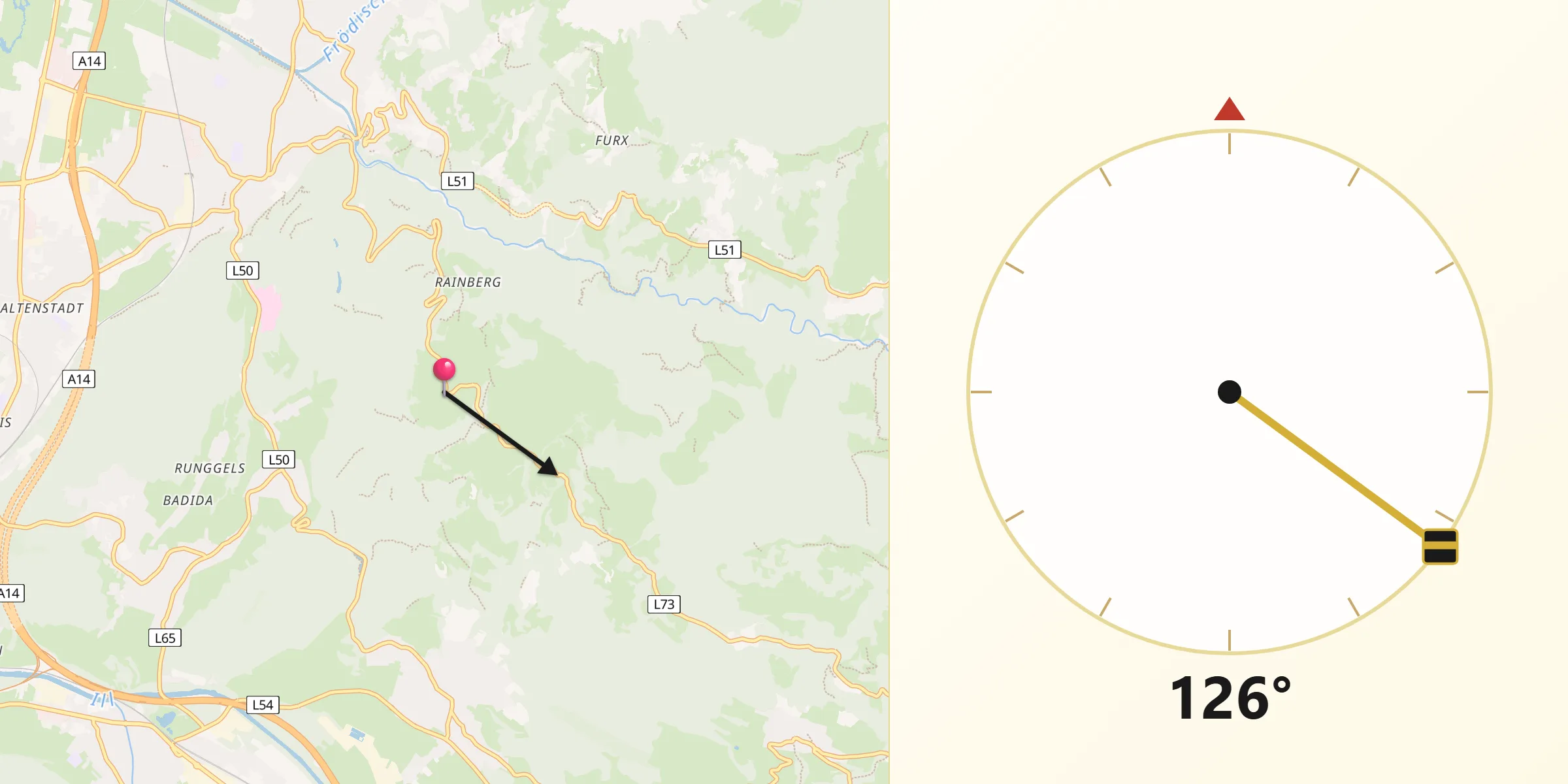 Qibla-Richtung von Übersaxen