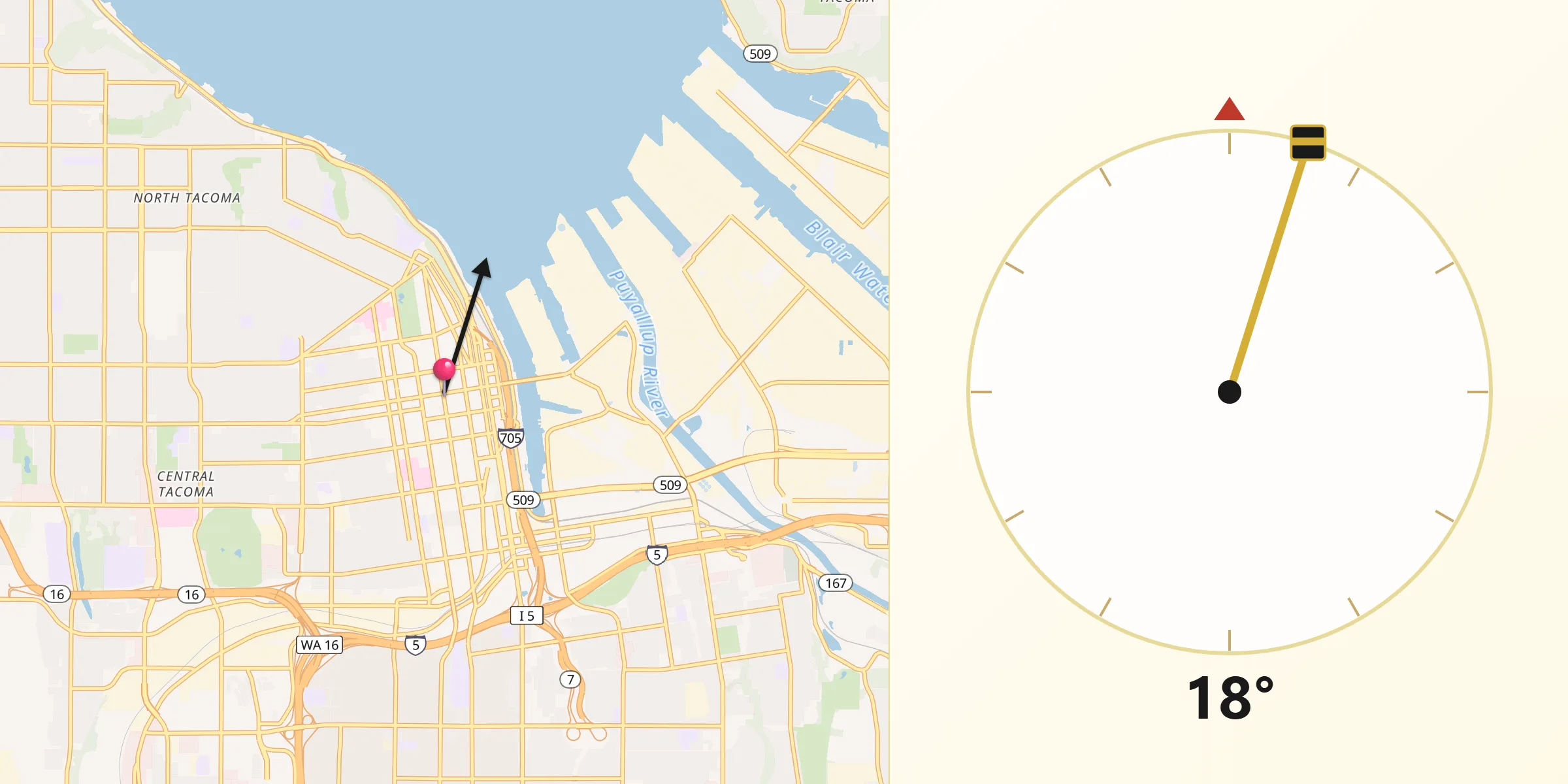 Qibla Direction from Tacoma