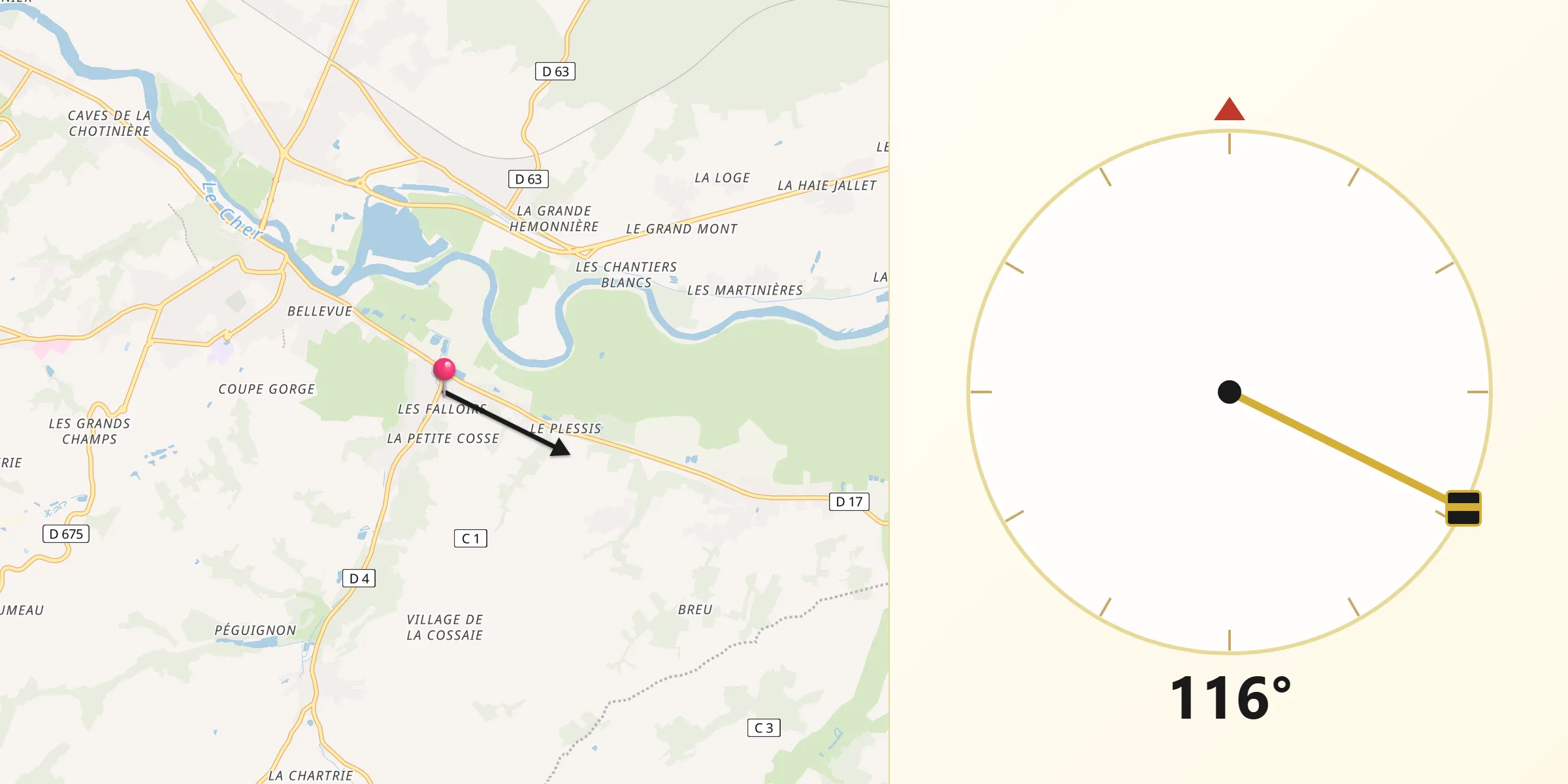 Direction vers la Qibla depuis Seigy