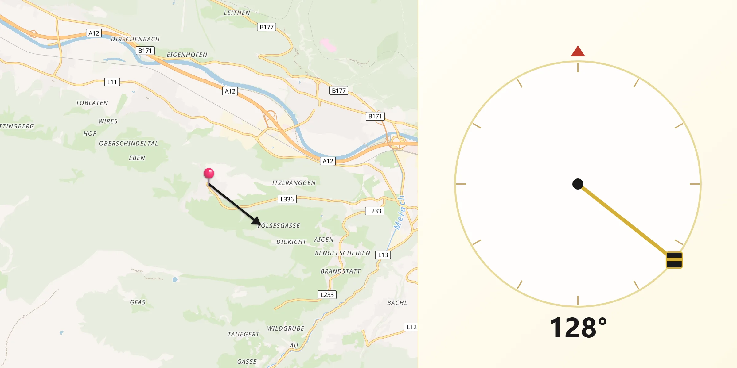 Qibla-Richtung von Ranggen
