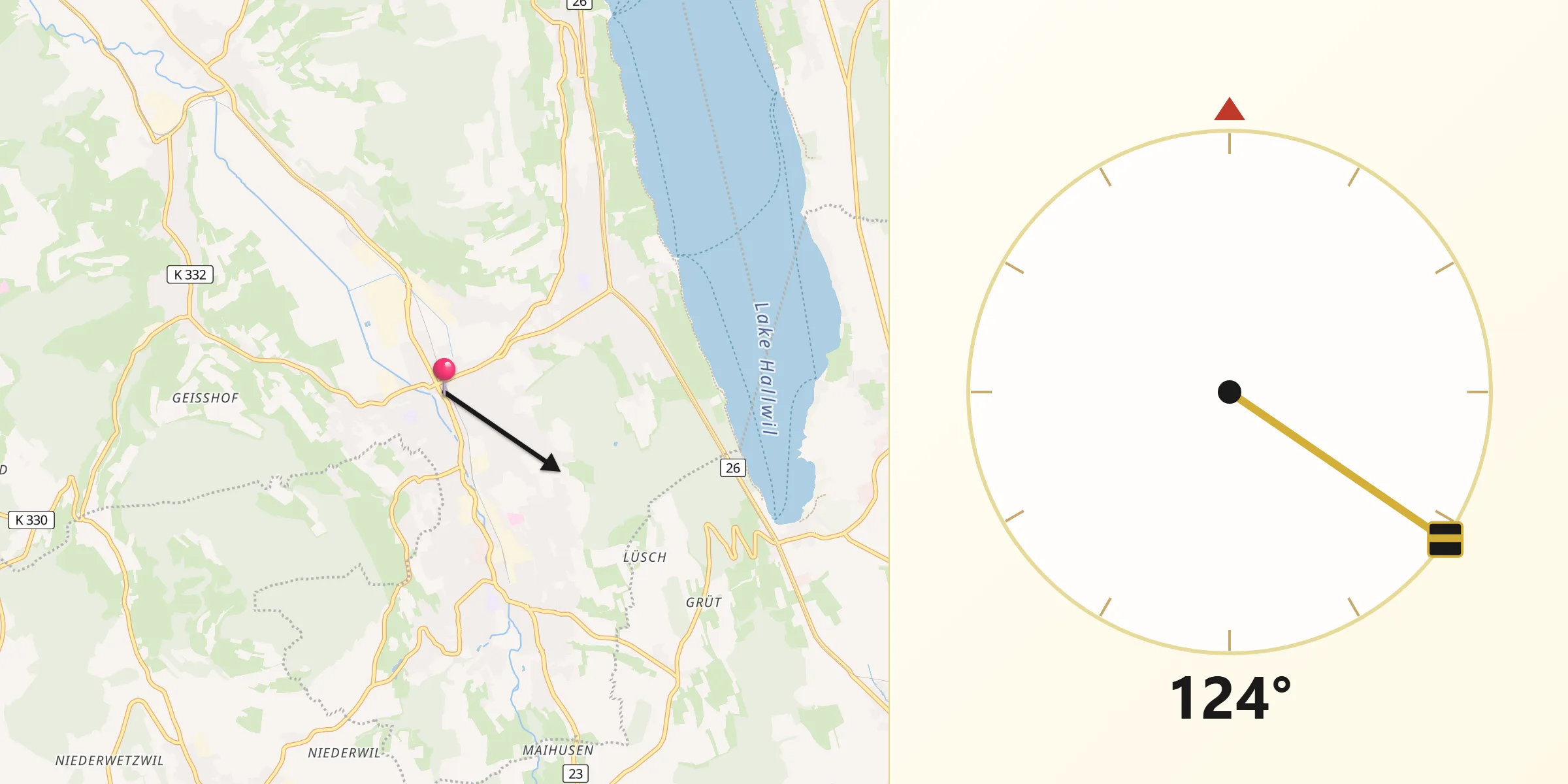Direzione della Qibla da Reinach