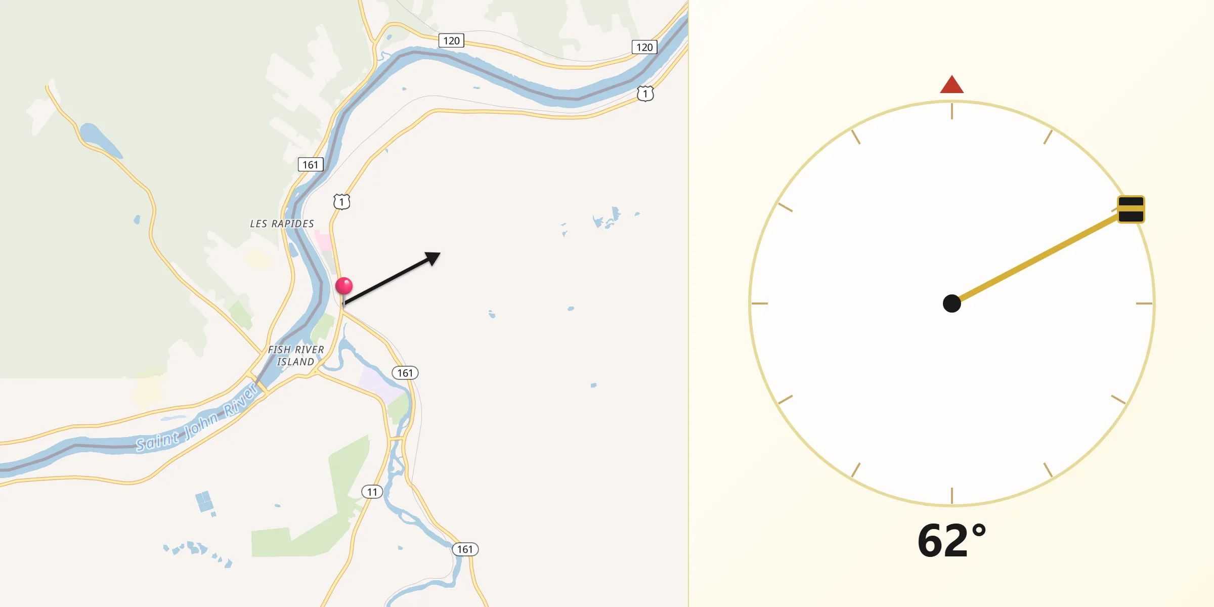 Qibla Direction from Fort Kent